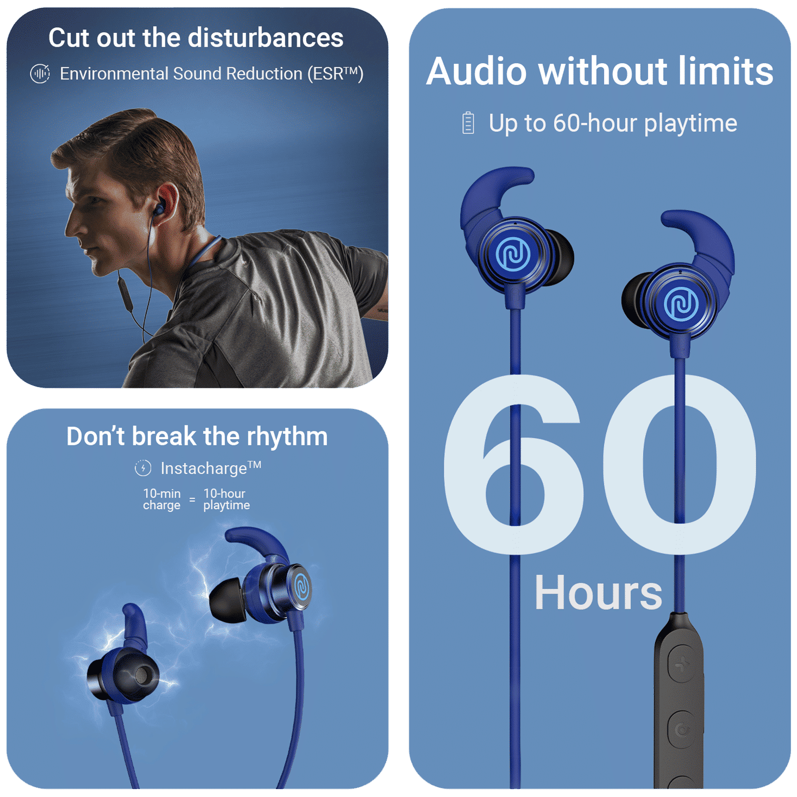 noise Blaze Neckband with Environmental Sound Reduction (IPX5 Water Resistant, Magnetic Function, Blue)_10