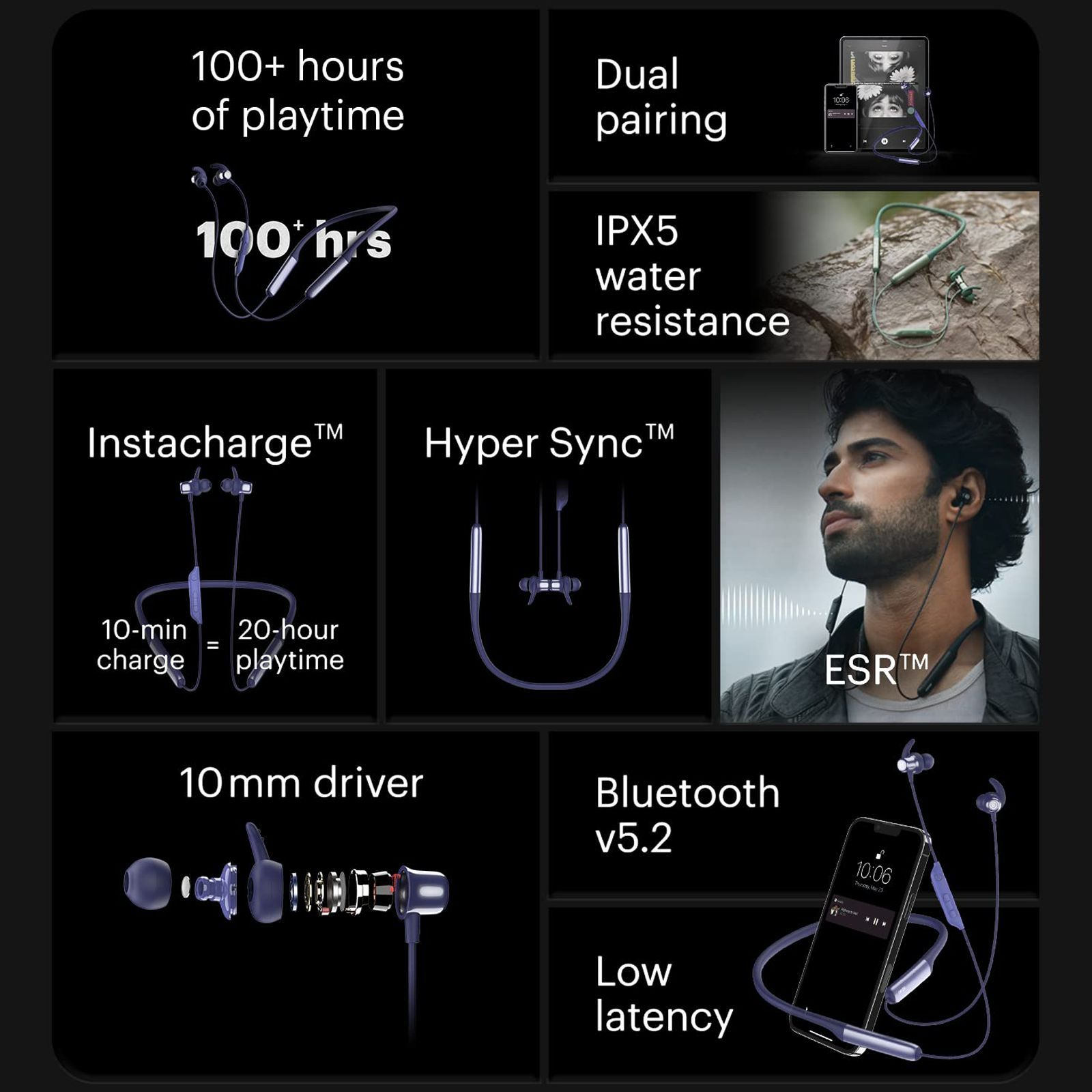 noise Xtreme Neckband with Environmental Sound Reduction (IPX5 Water Resistance, Hyper Sync Technology, Blazing Purple)_4