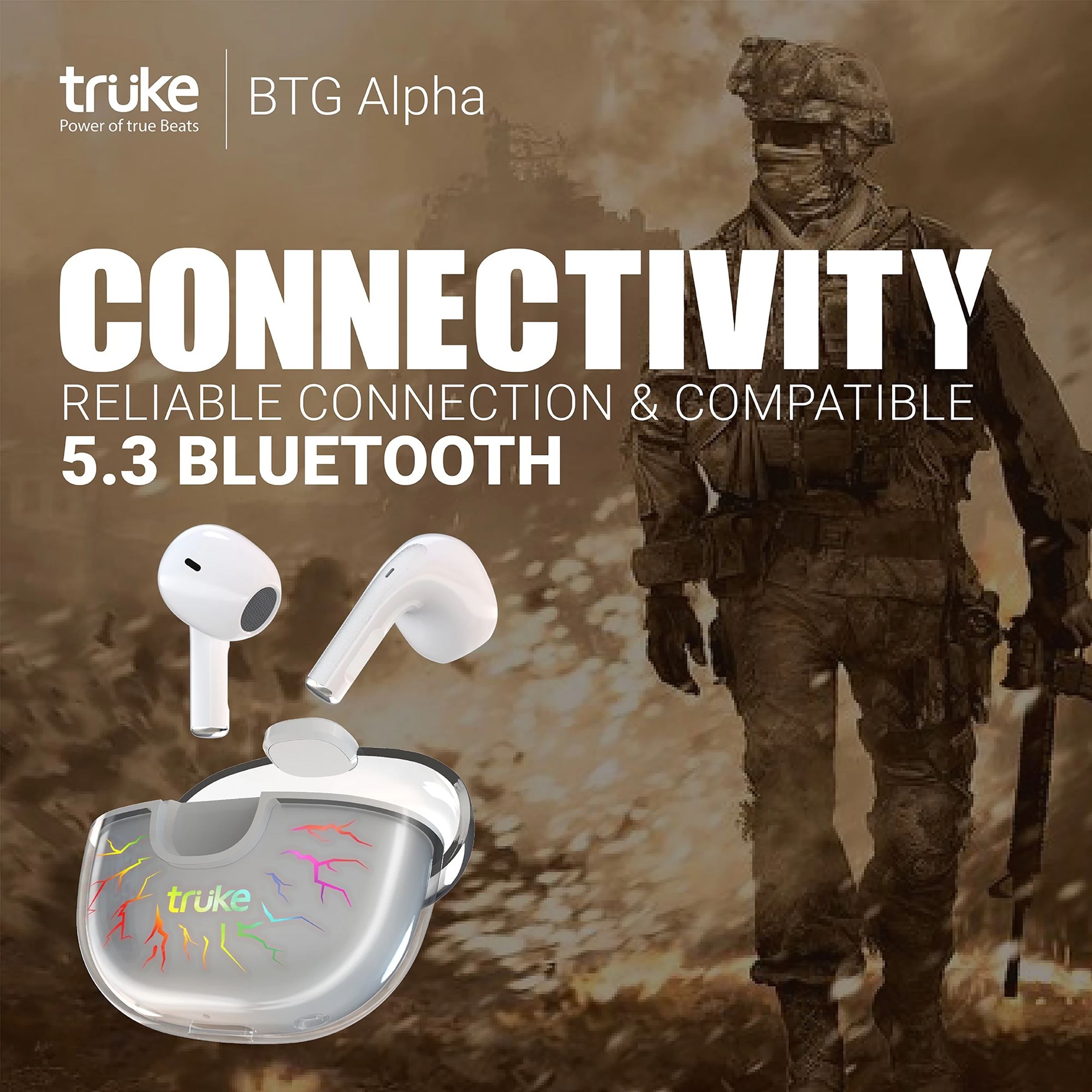 truke BTG Alpha TWS Earbuds with Environmental Noise Cancellation (Water Resistant, 40ms Low Latency Gaming, White)_5