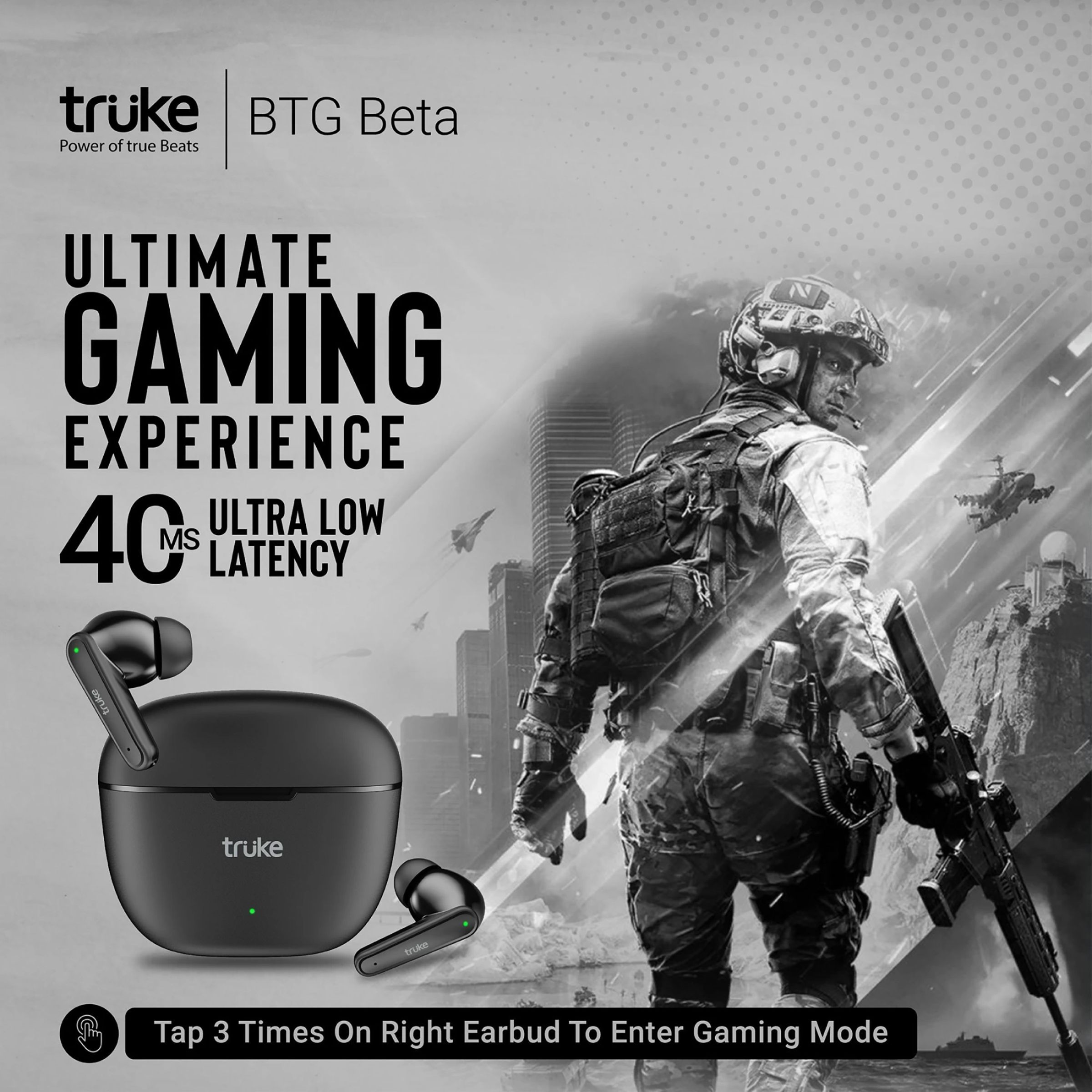 truke BTG Beta B131 TWS Earbuds with Environmental Noise Cancellation (IPX4 Water Resistant, 40ms Ultra Low Latency, Black)_10