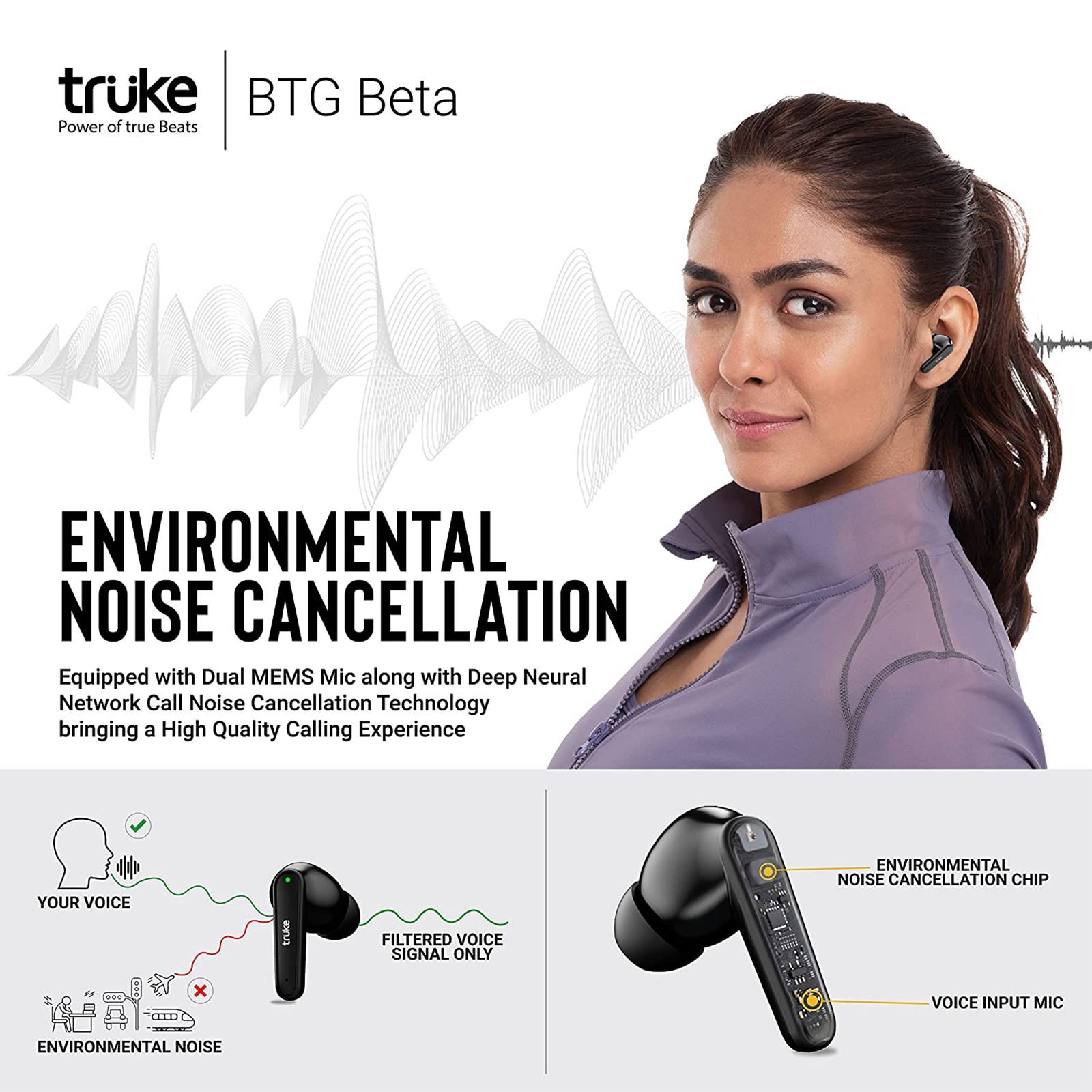 truke BTG Beta B131 TWS Earbuds with Environmental Noise Cancellation (IPX4 Water Resistant, 40ms Ultra Low Latency, Black)_12