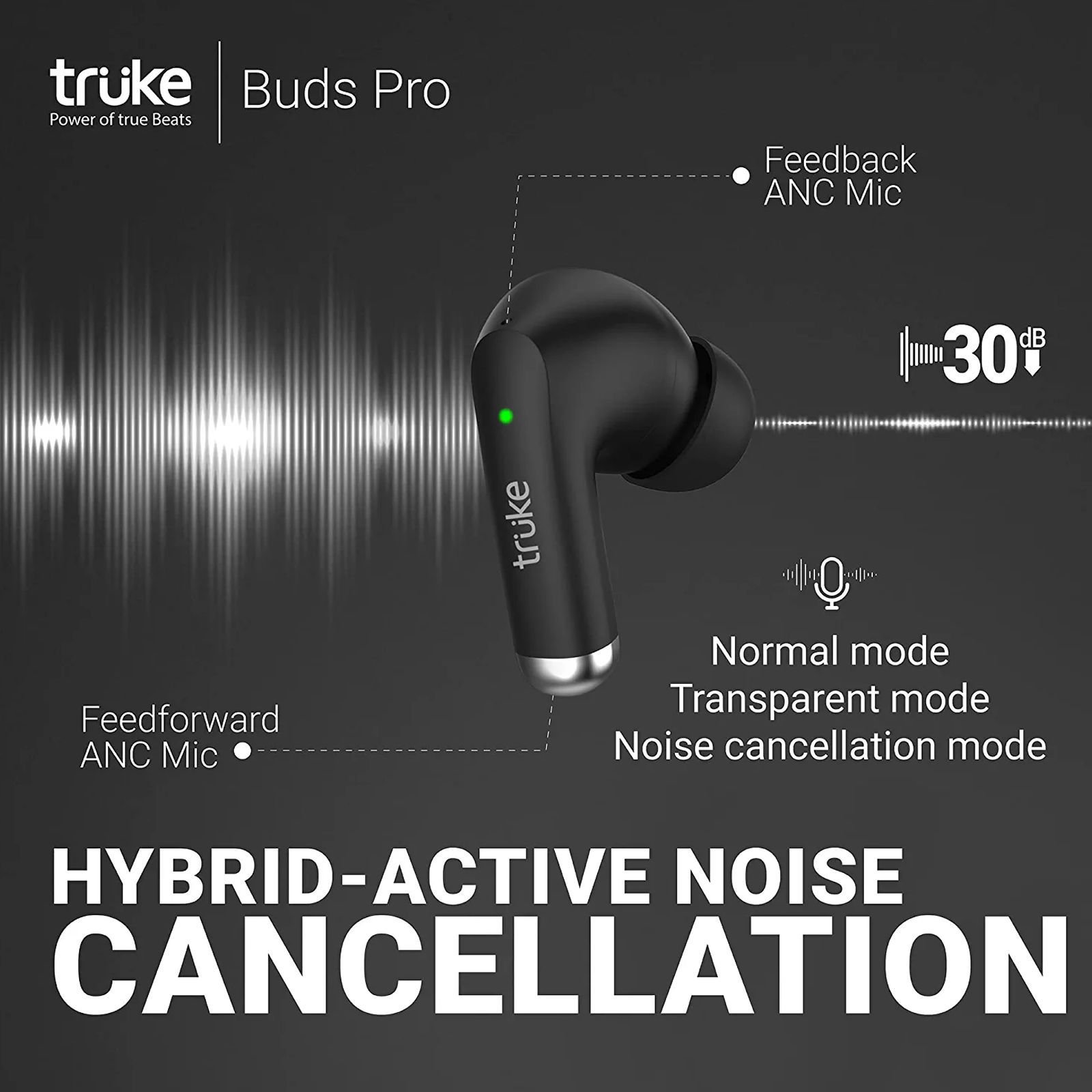 truke Buds Pro F60 TWS Earbuds with Hybrid Active Noise Cancellation (IPX4 Water Resistant, 50ms Ultra Low Latency, Black)_8