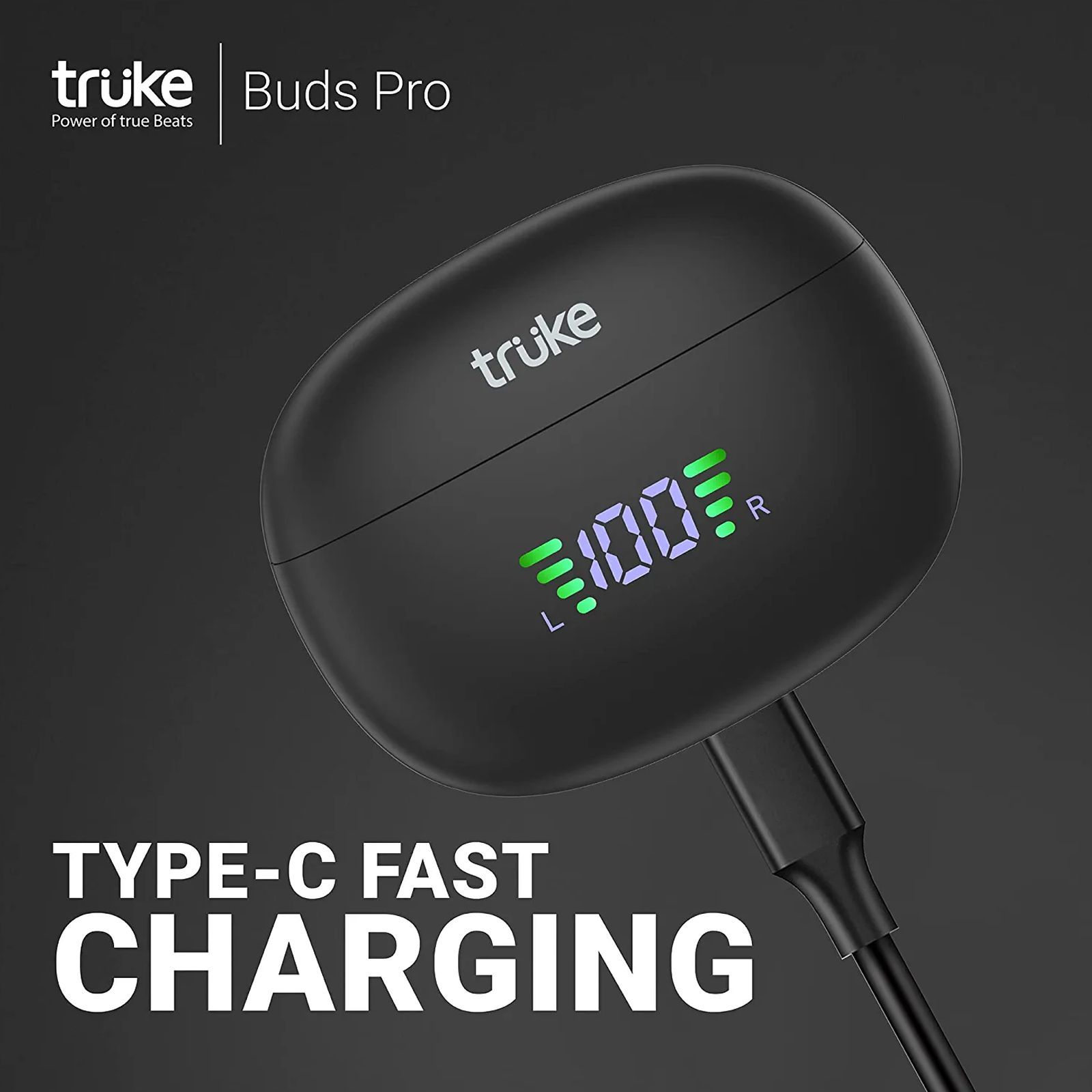truke Buds Pro F60 TWS Earbuds with Hybrid Active Noise Cancellation (IPX4 Water Resistant, 50ms Ultra Low Latency, Black)_9