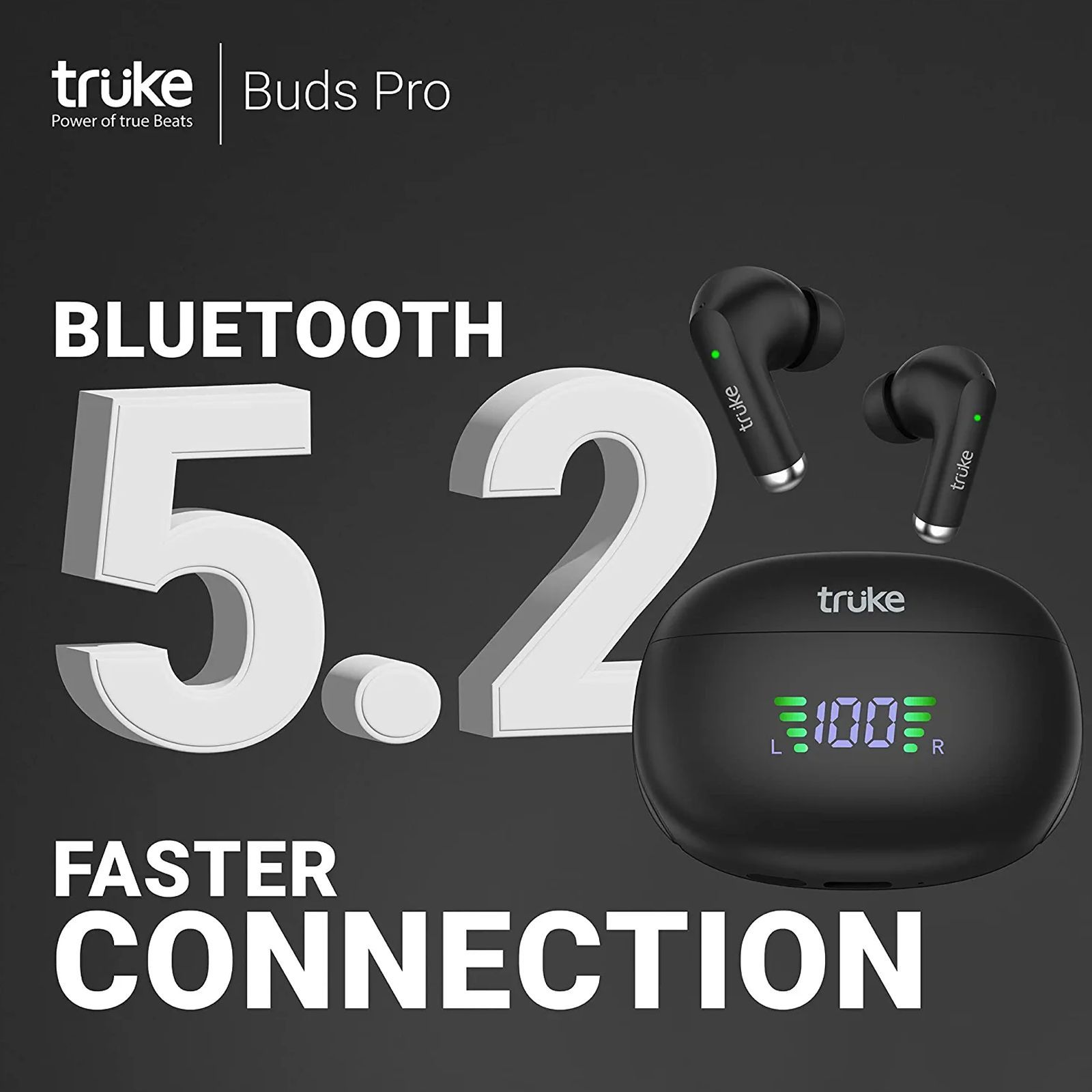 truke Buds Pro F60 TWS Earbuds with Hybrid Active Noise Cancellation (IPX4 Water Resistant, 50ms Ultra Low Latency, Black)_10