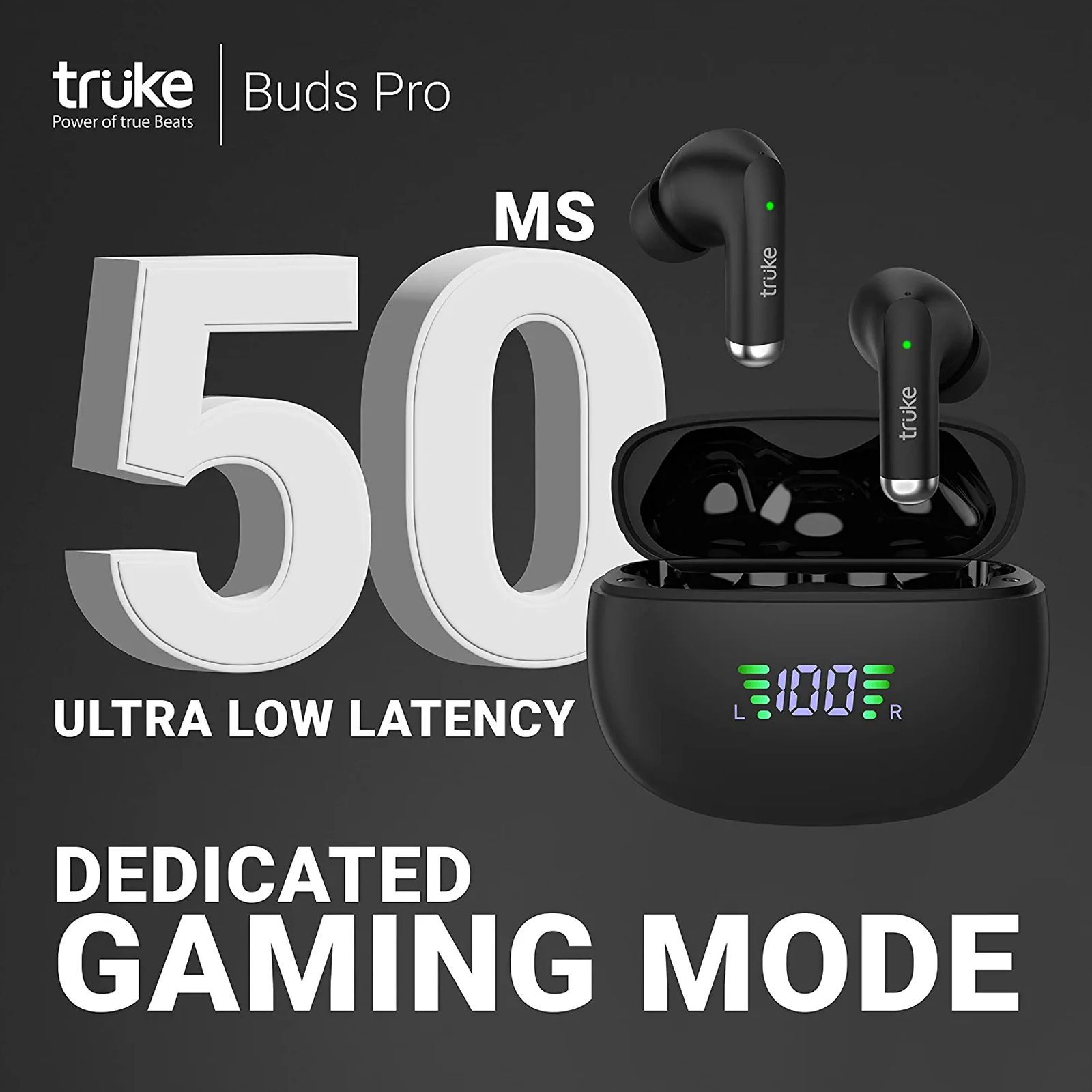 truke Buds Pro F60 TWS Earbuds with Hybrid Active Noise Cancellation (IPX4 Water Resistant, 50ms Ultra Low Latency, Black)_12