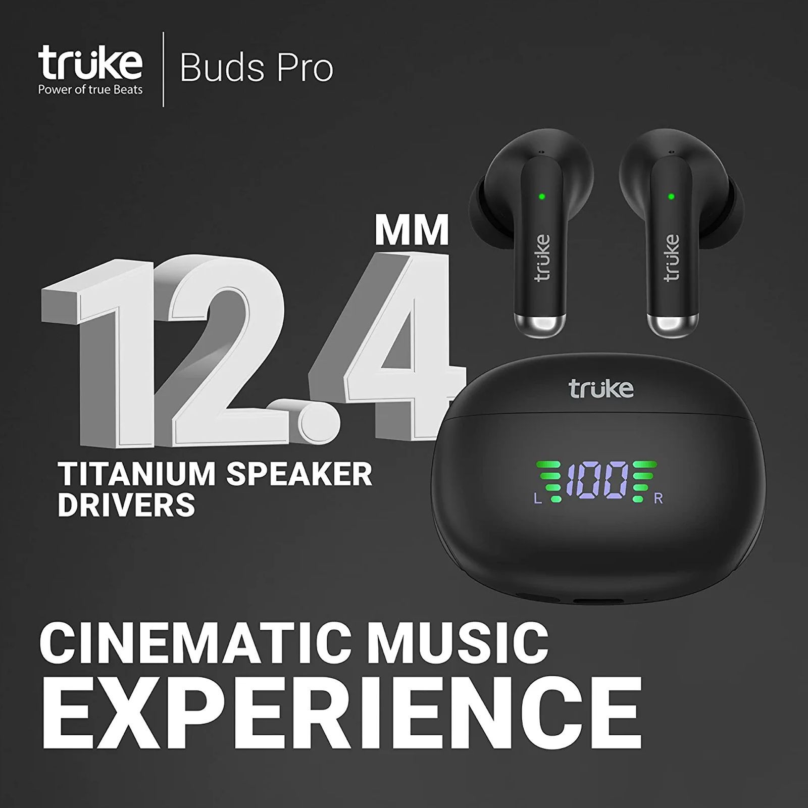 truke Buds Pro F60 TWS Earbuds with Hybrid Active Noise Cancellation (IPX4 Water Resistant, 50ms Ultra Low Latency, Black)_13