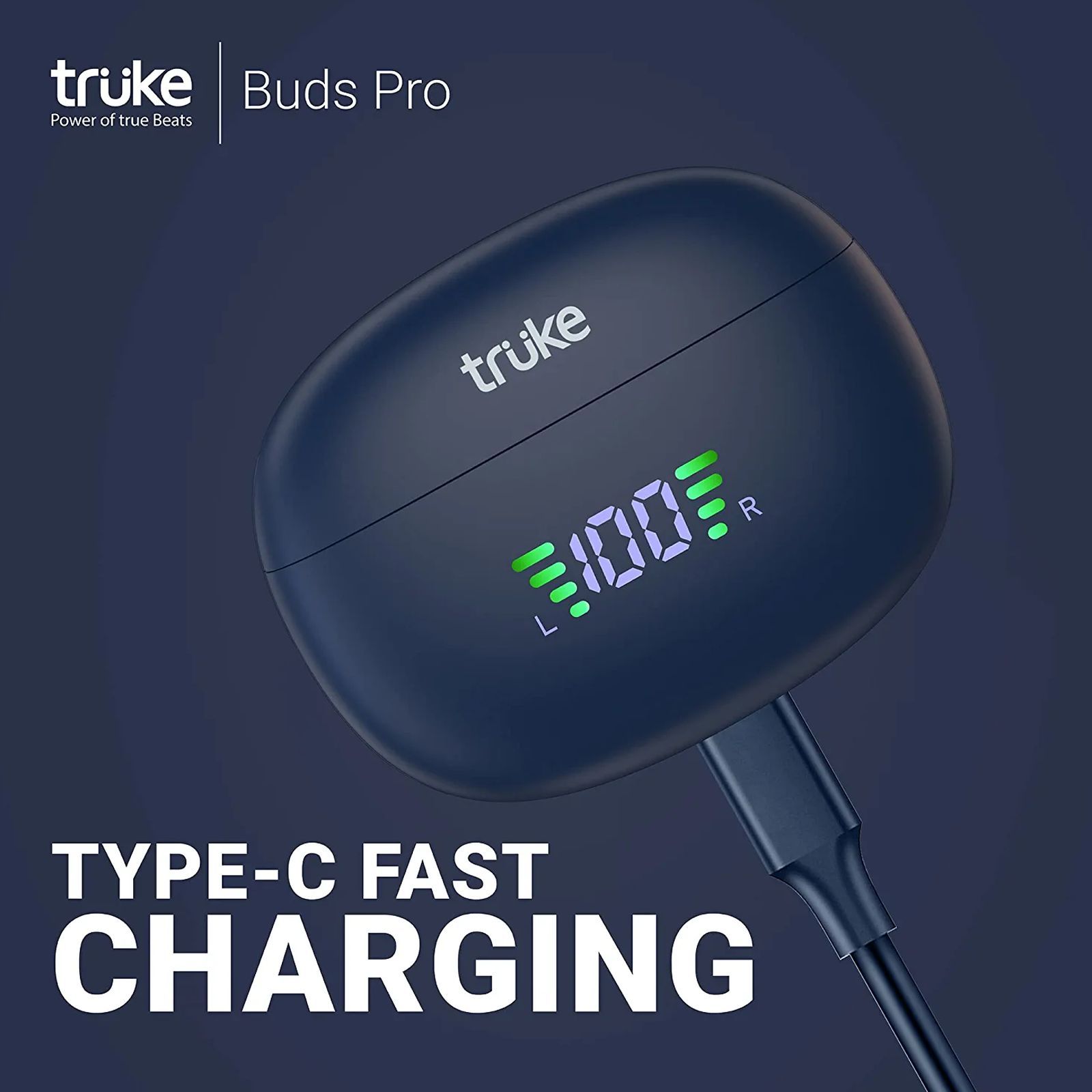 truke Buds Pro F60 TWS Earbuds with Hybrid Active Noise Cancellation (IPX4 Water Resistant, 50ms Ultra Low Latency, Blue)_7