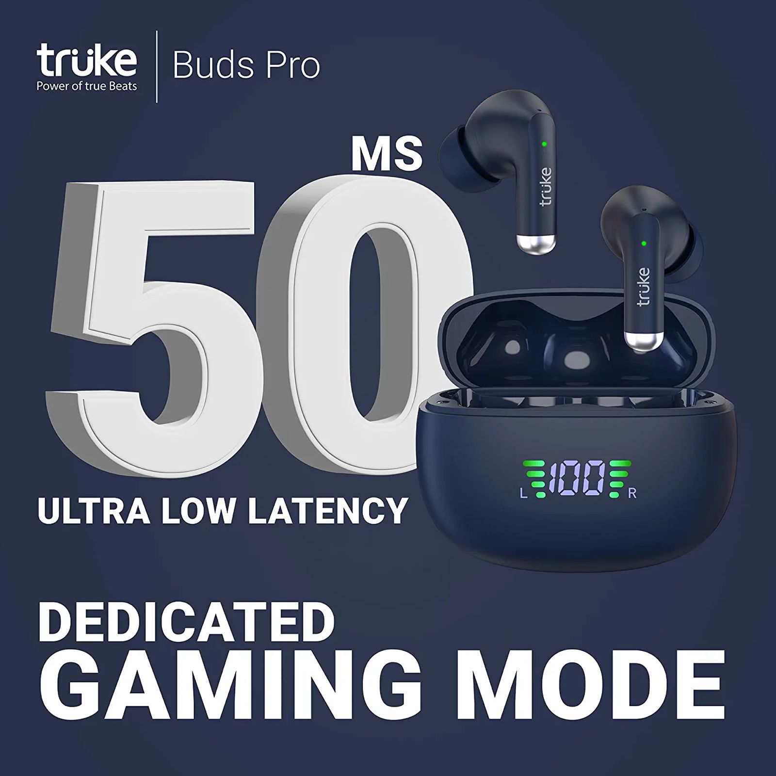 truke Buds Pro F60 TWS Earbuds with Hybrid Active Noise Cancellation (IPX4 Water Resistant, 50ms Ultra Low Latency, Blue)_11