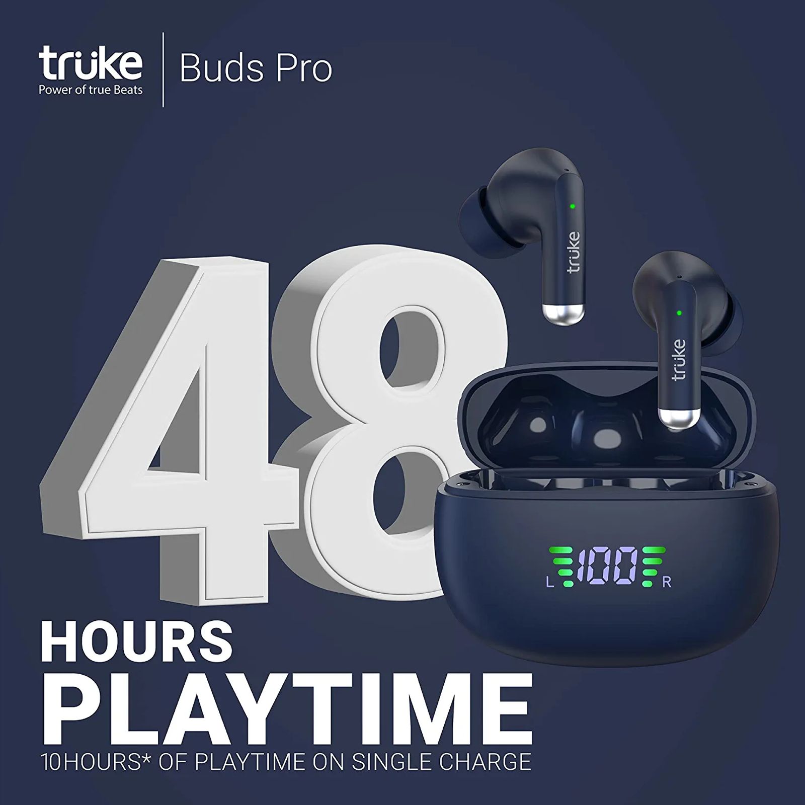 truke Buds Pro F60 TWS Earbuds with Hybrid Active Noise Cancellation (IPX4 Water Resistant, 50ms Ultra Low Latency, Blue)_13