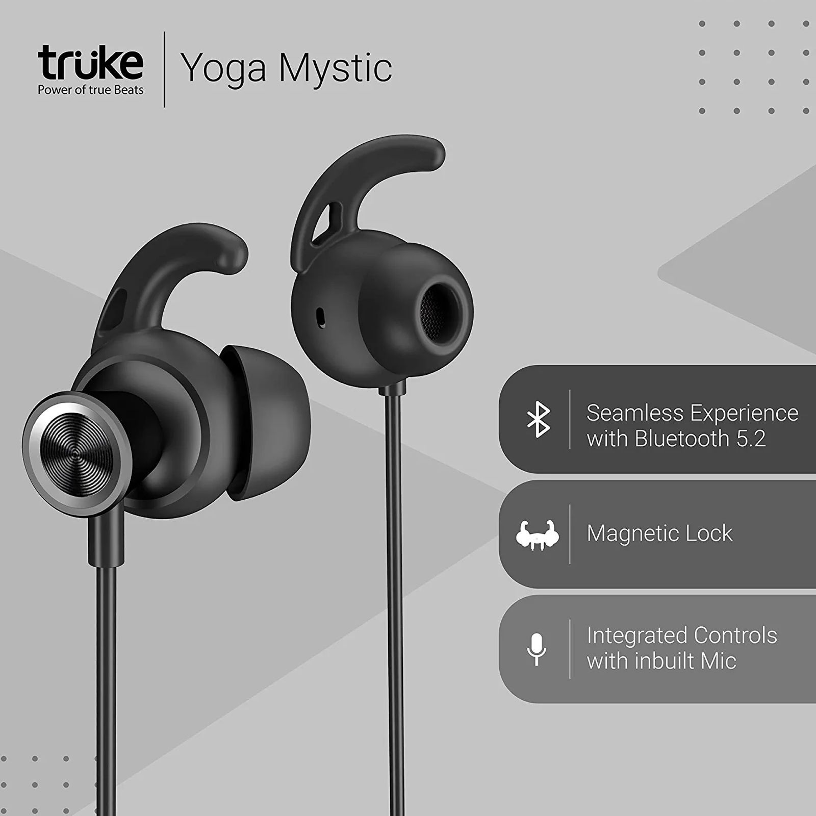truke Yoga Mystic YB-12 Neckband with Environmental Noise Cancellation (IPX4 Water Resistant, 40ms Ultra Low Latency Game Mode, Black)_7