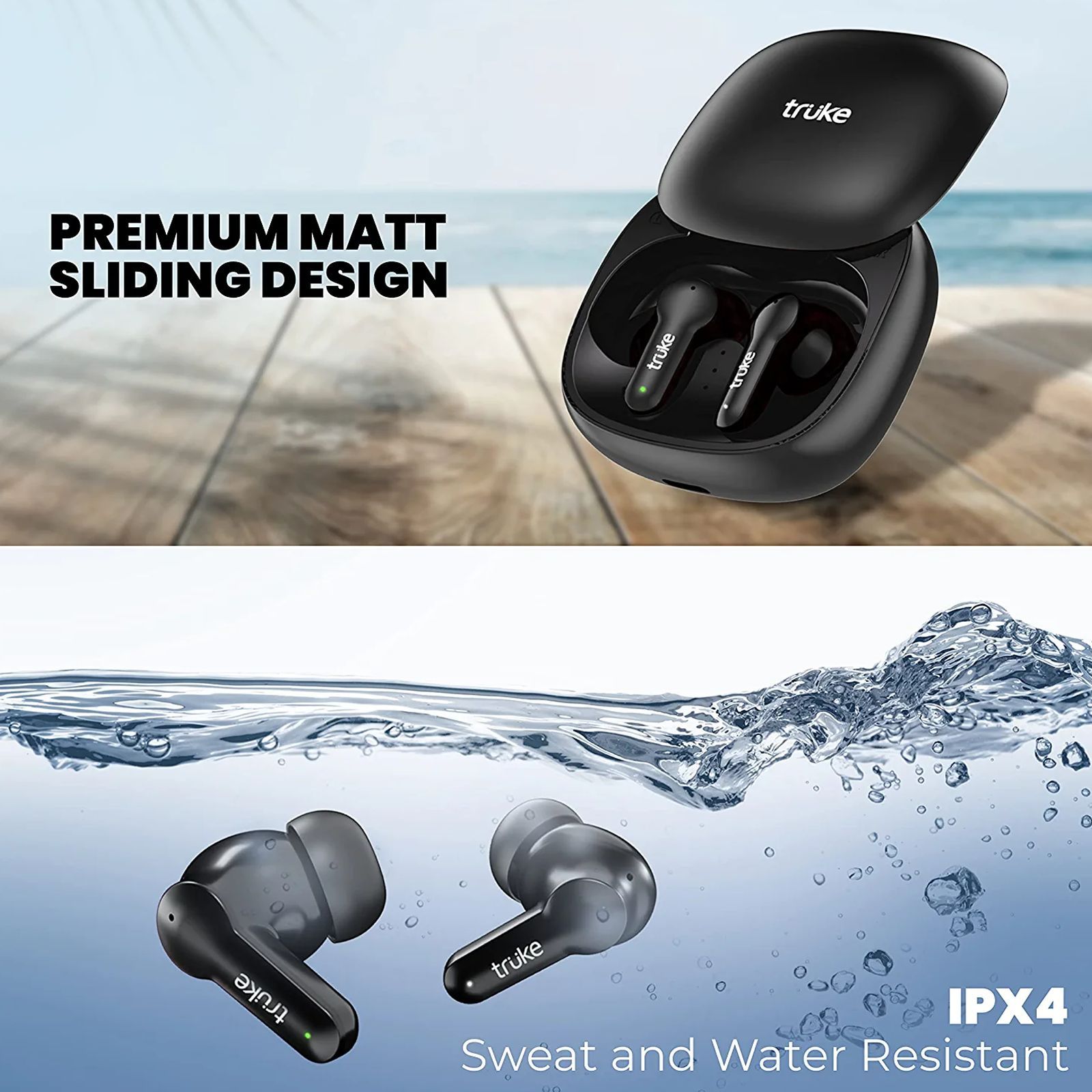 truke Buds S2 Lite TWS Earbuds with Environmental Noise Cancellation (IPX4 Water Resistant, 55ms Low Latency, Black)_5