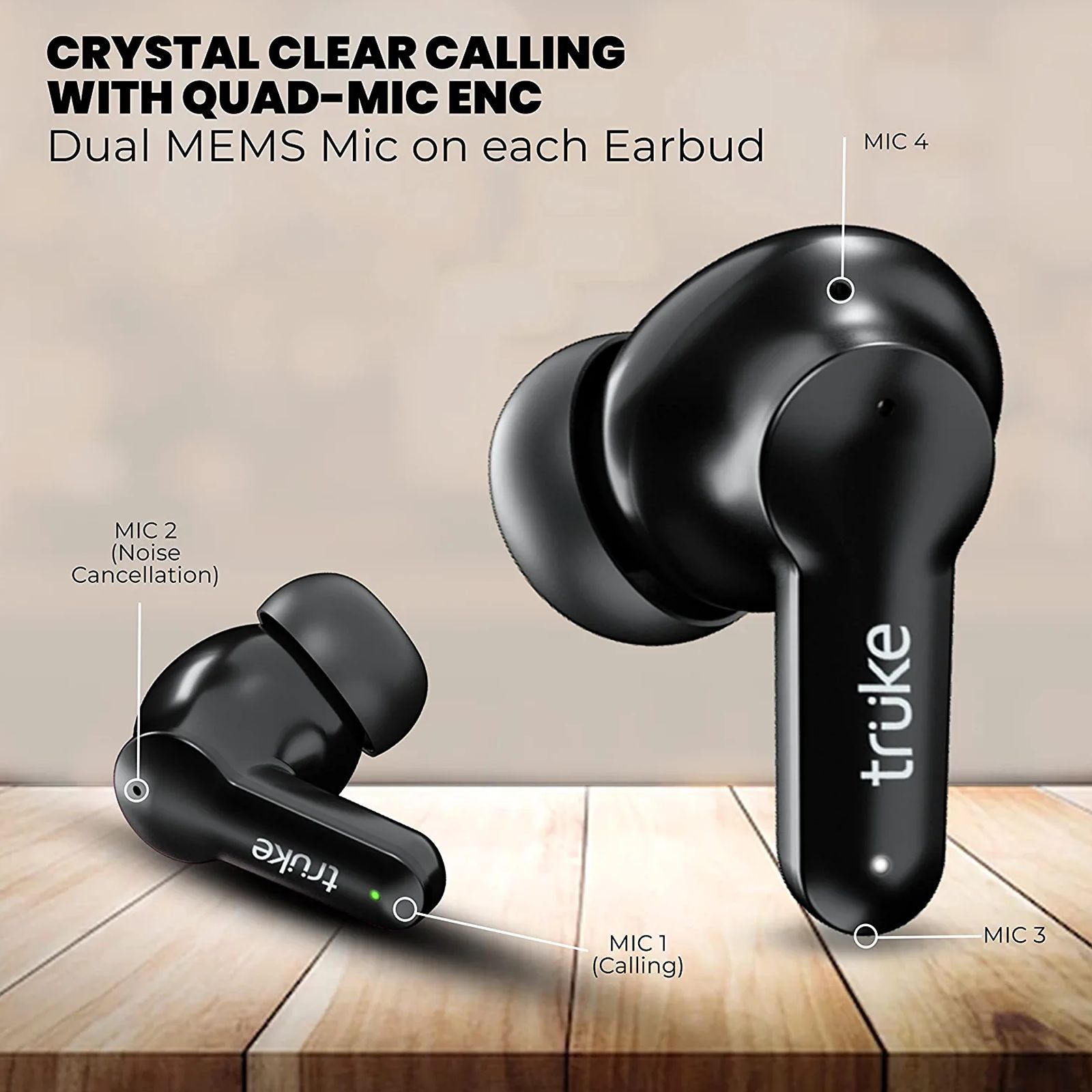 truke Buds S2 Lite TWS Earbuds with Environmental Noise Cancellation (IPX4 Water Resistant, 55ms Low Latency, Black)_6