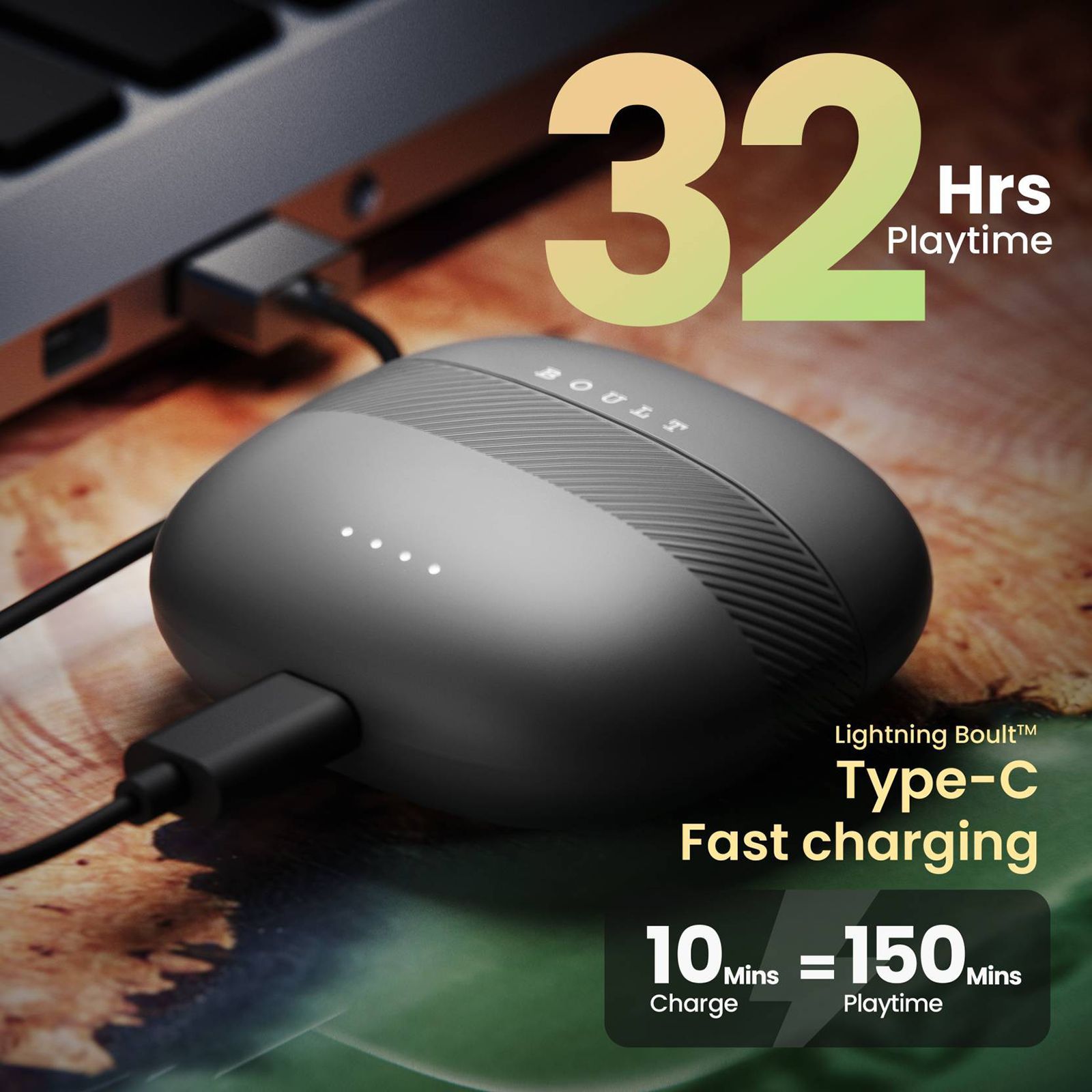 GOBOULT Airbass Z35 TWS Earbuds with Environmental Noise Cancellation (IPX5 Water Resistant, 32Hrs Total Playback Time, Pista Green)_8