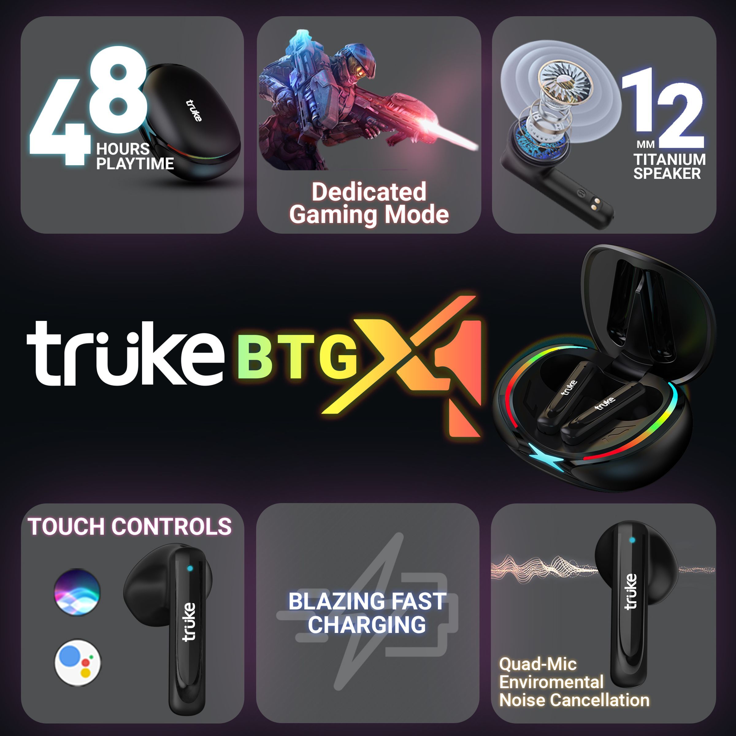 truke BTGX1 F111 TWS Earbuds with Environmental Noise Cancellation (IPX4 Water Resistance, 10hrs Playtime Single Charge, Black) truke BTGX1 F111 TWS Earbuds with Environmental Noise Cancellation (IPX4 Water Resistance, 10hrs Playtime Single Charge, Black)_5