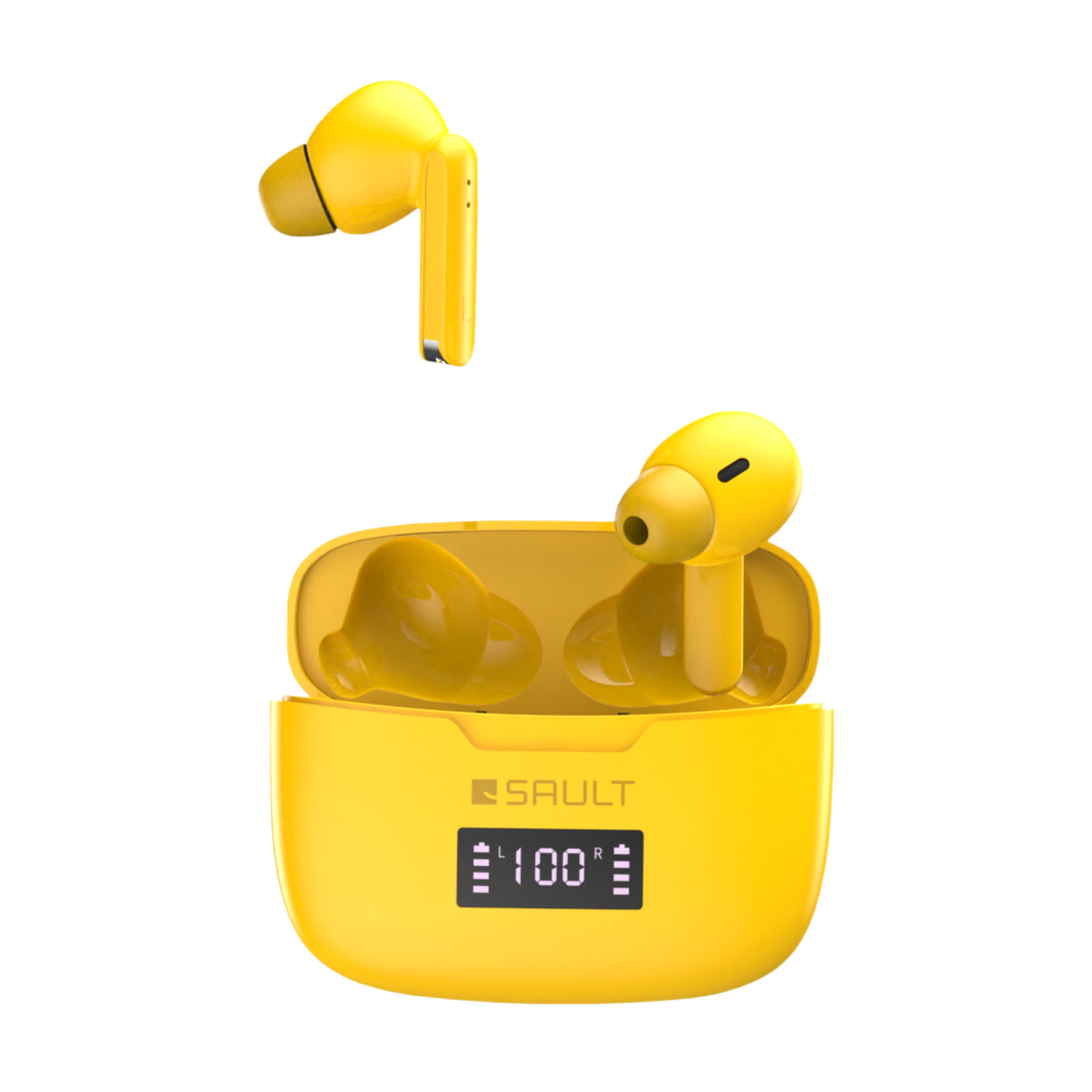 SAULT Airplugs 2x TWS Earbuds with Noise Isolation (IP57 Water Resistant, Touch Sensor, Yellow)_1