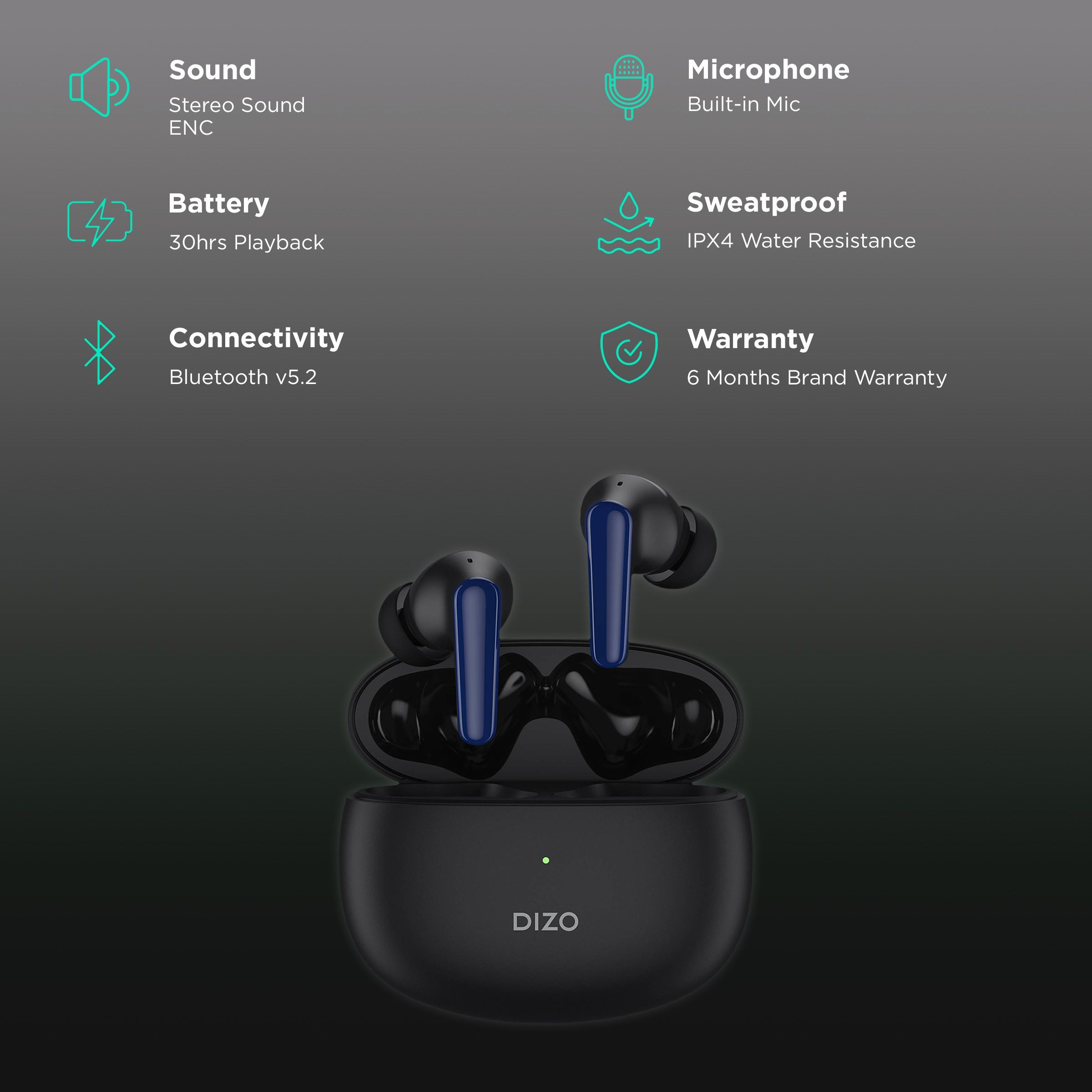 DIZO by realme TechLife Buds Z Power DA2117 TWS Earbuds with Environmental Noise Cancellation (IPX4 Water Resistant, Upto 30 Hours Playback, Onyx Black)_2