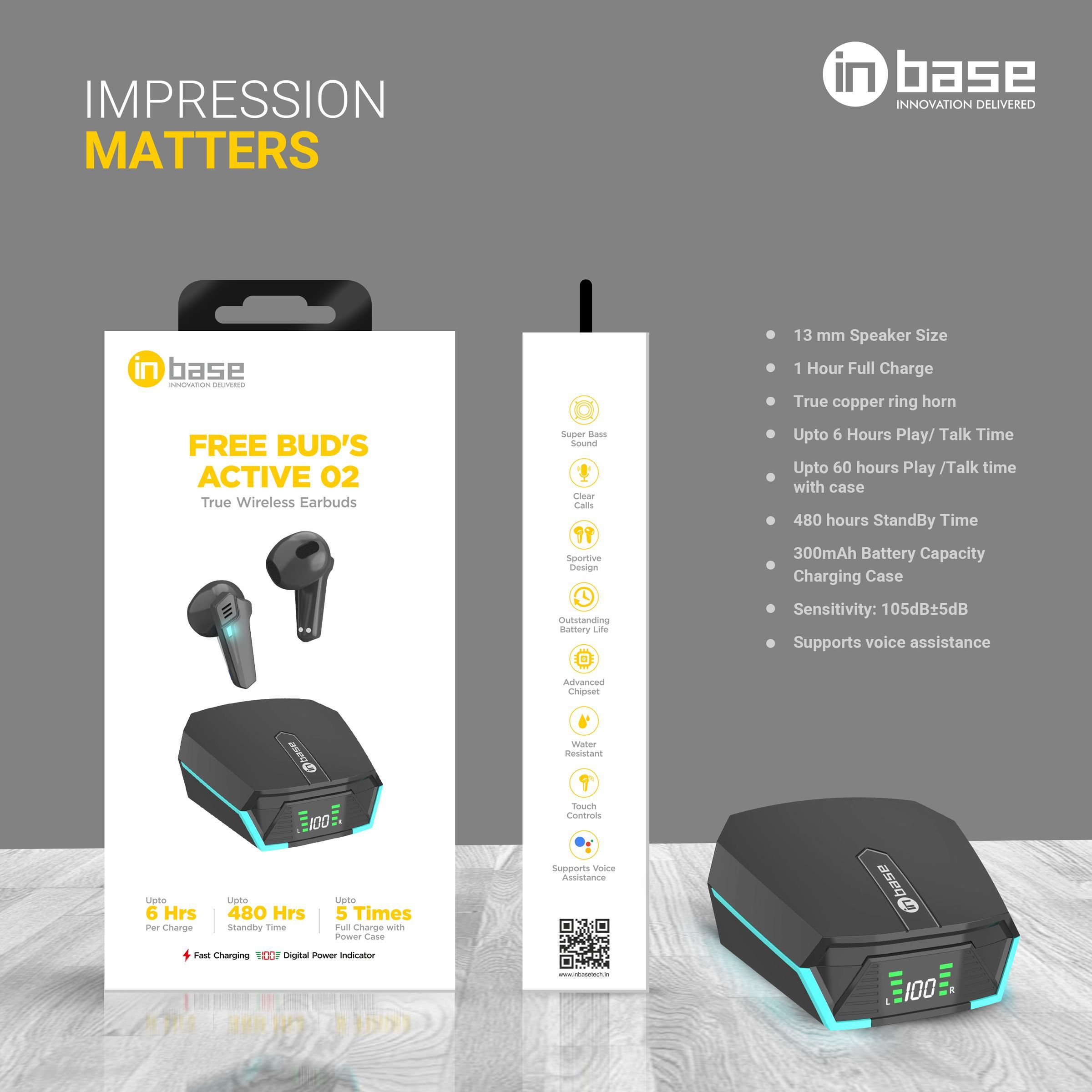 in base Freebuds Active 2 IB -3245 TWS Earbuds (Water Resistant, Hi-fi Stereo Sound, Grey)_10