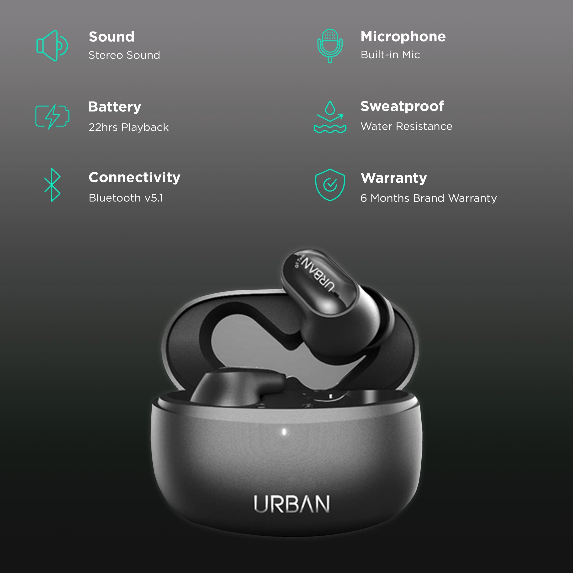 in base Urban Q1 Twin IB-2855 TWS Earbuds (Water Resistant, Up to 4.5 Hours Playtime, Black) in base Urban Q1 Twin IB-2855 TWS Earbuds (Water Resistant, Up to 4.5 Hours Playtime, Black)_2