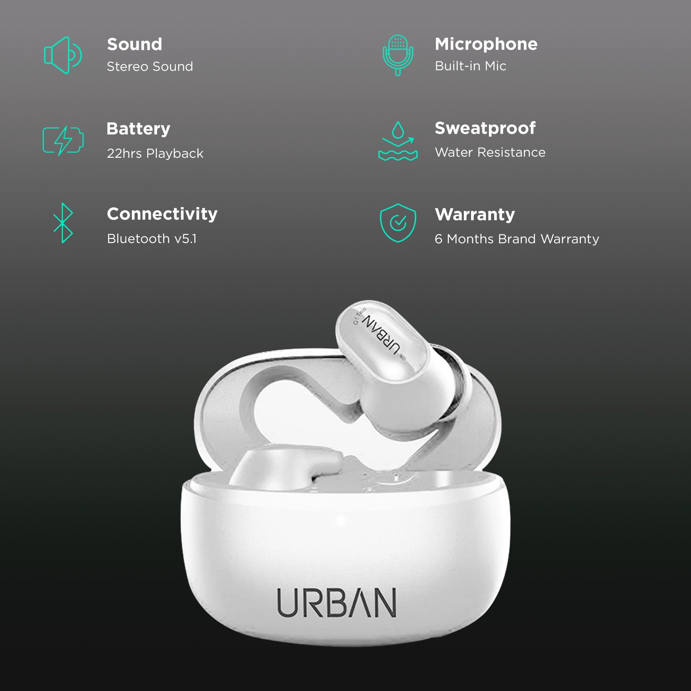 in base Urban Q1 Twin IB-2856 TWS Earbuds (Water Resistant, Up to 4.5 Hours Playtime, White)_2