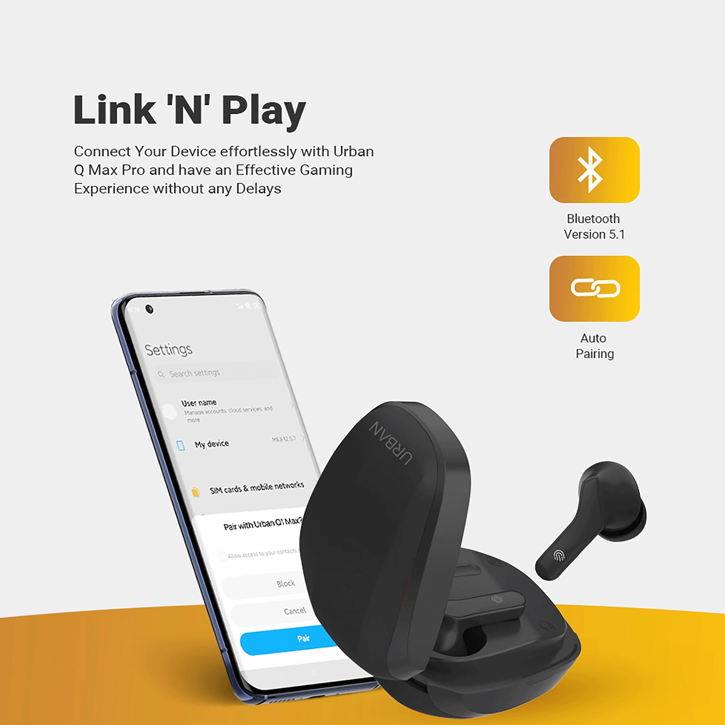 in base Urban Q Max IB -3241 TWS Earbuds (Sweat Resistant, Auto Paring, Black) in base Urban Q Max IB -3241 TWS Earbuds (Sweat Resistant, Auto Paring, Black)_7