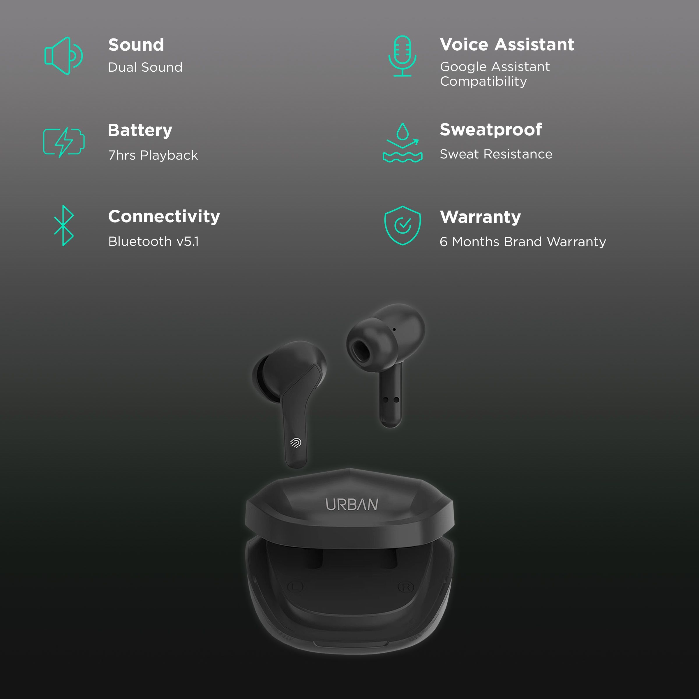 in base Urban Q Max IB -3241 TWS Earbuds (Sweat Resistant, Auto Paring, Black) in base Urban Q Max IB -3241 TWS Earbuds (Sweat Resistant, Auto Paring, Black)_2