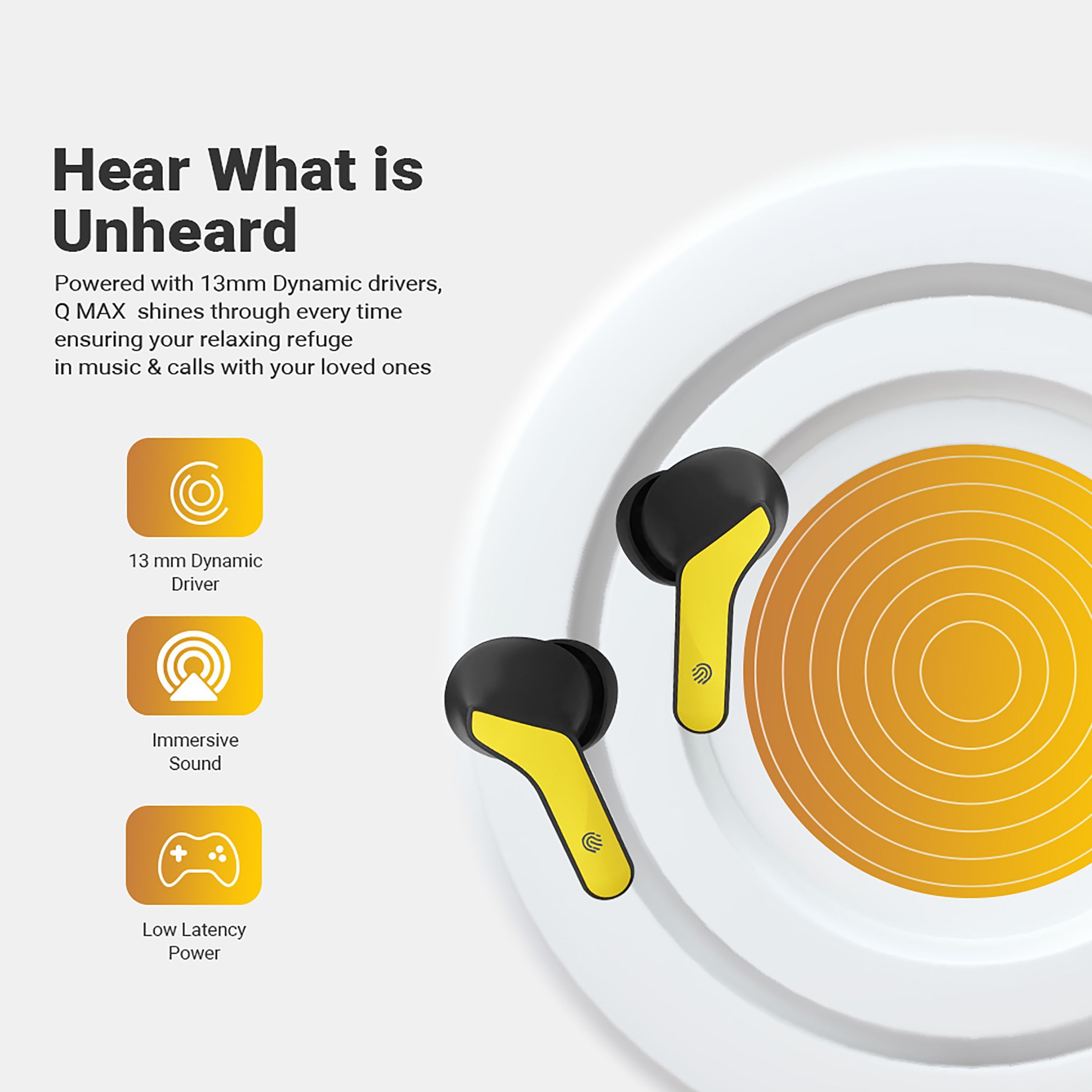 in base Urban Q Max IB -3249 TWS Earbuds (Sweat Resistant, Auto Paring, Yellow) in base Urban Q Max IB -3249 TWS Earbuds (Sweat Resistant, Auto Paring, Yellow)_6