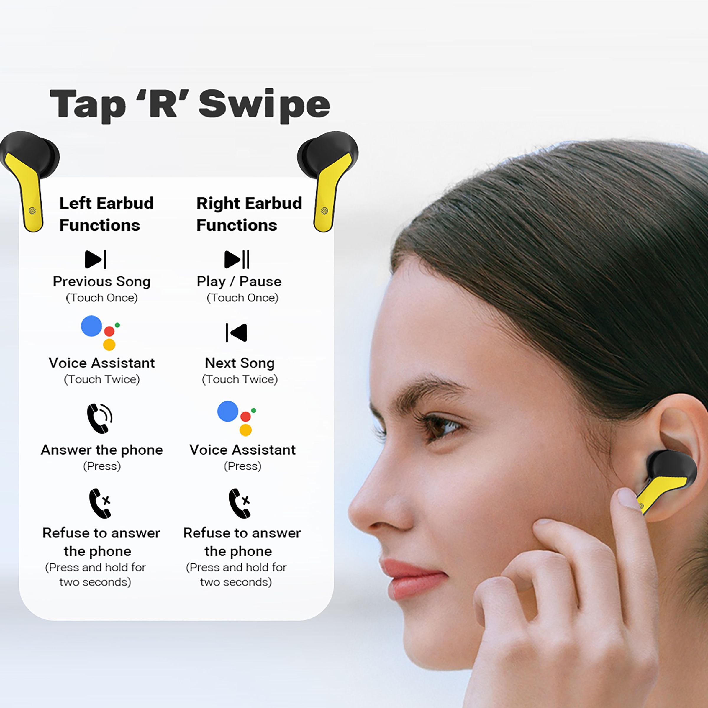 in base Urban Q Max IB -3249 TWS Earbuds (Sweat Resistant, Auto Paring, Yellow) in base Urban Q Max IB -3249 TWS Earbuds (Sweat Resistant, Auto Paring, Yellow)_8
