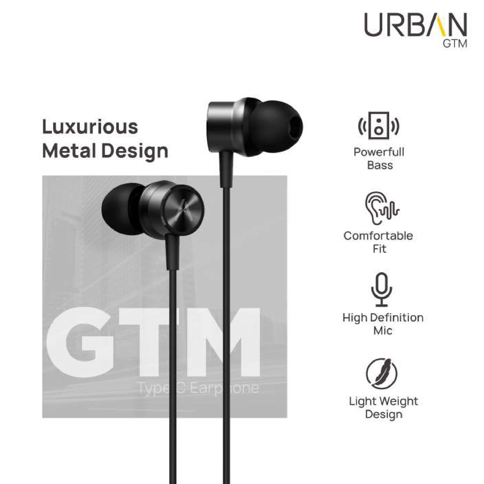 in base Urban GTM IB-1757 Wired Earphone with Mic (In Ear, Black)_11