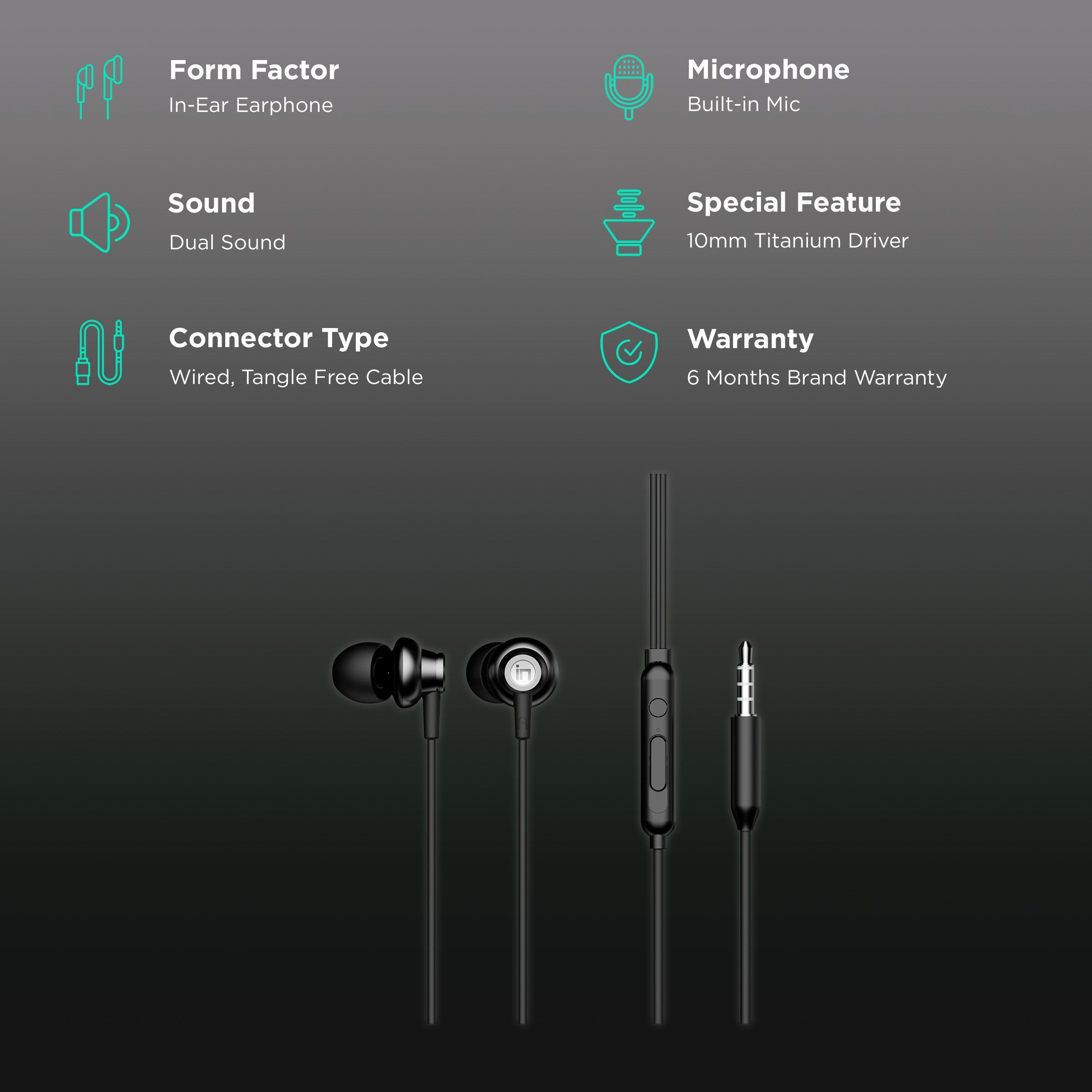 in base Urban GT2 Wired Earphone with Mic (In Ear, Black) in base Urban GT2 Wired Earphone with Mic (In Ear, Black)_2