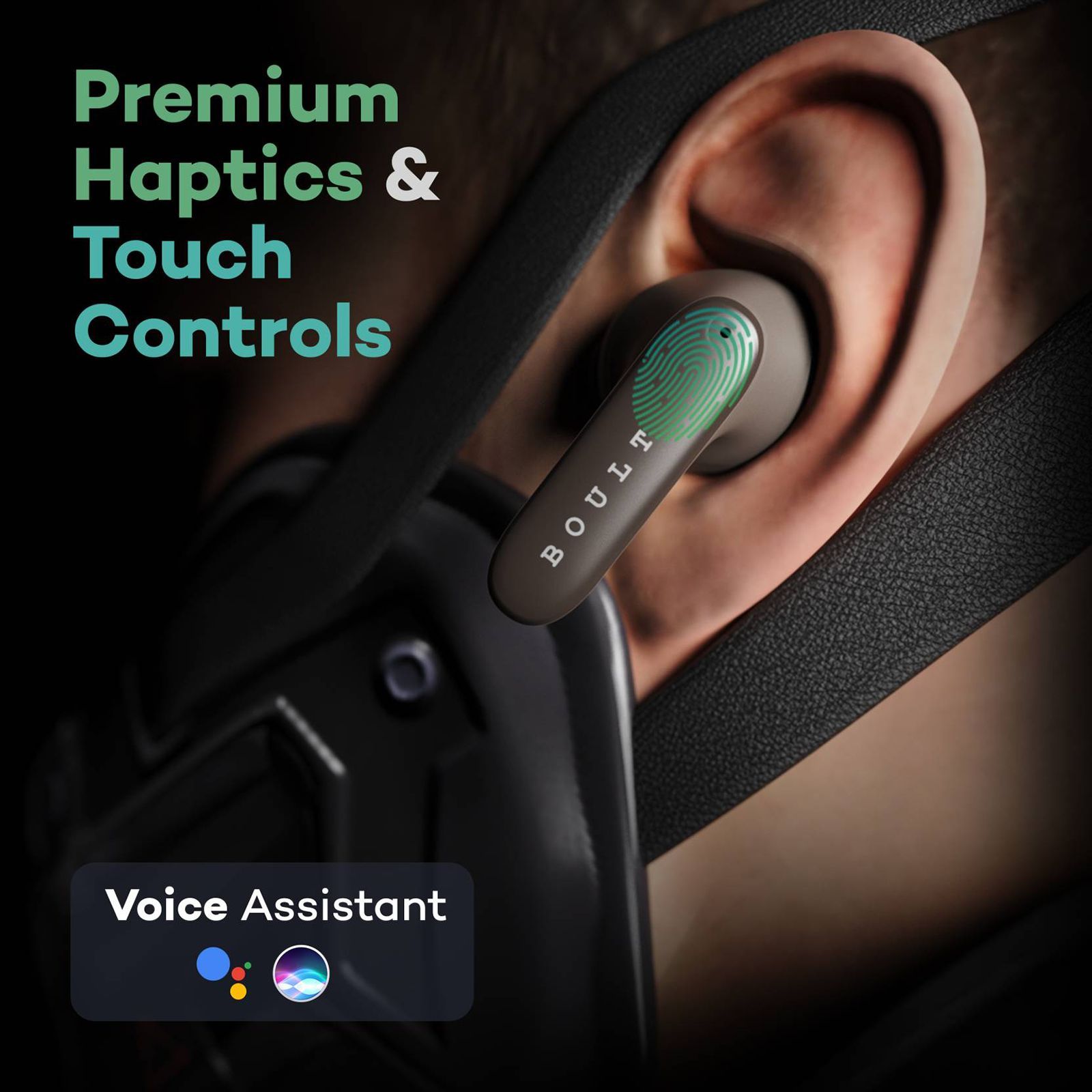 GOBOULT AirBass Z40 TWS Earbuds with Environmental Noise Cancellation (IPX5 Water Resistant, Voice Assistant, Brown)_3