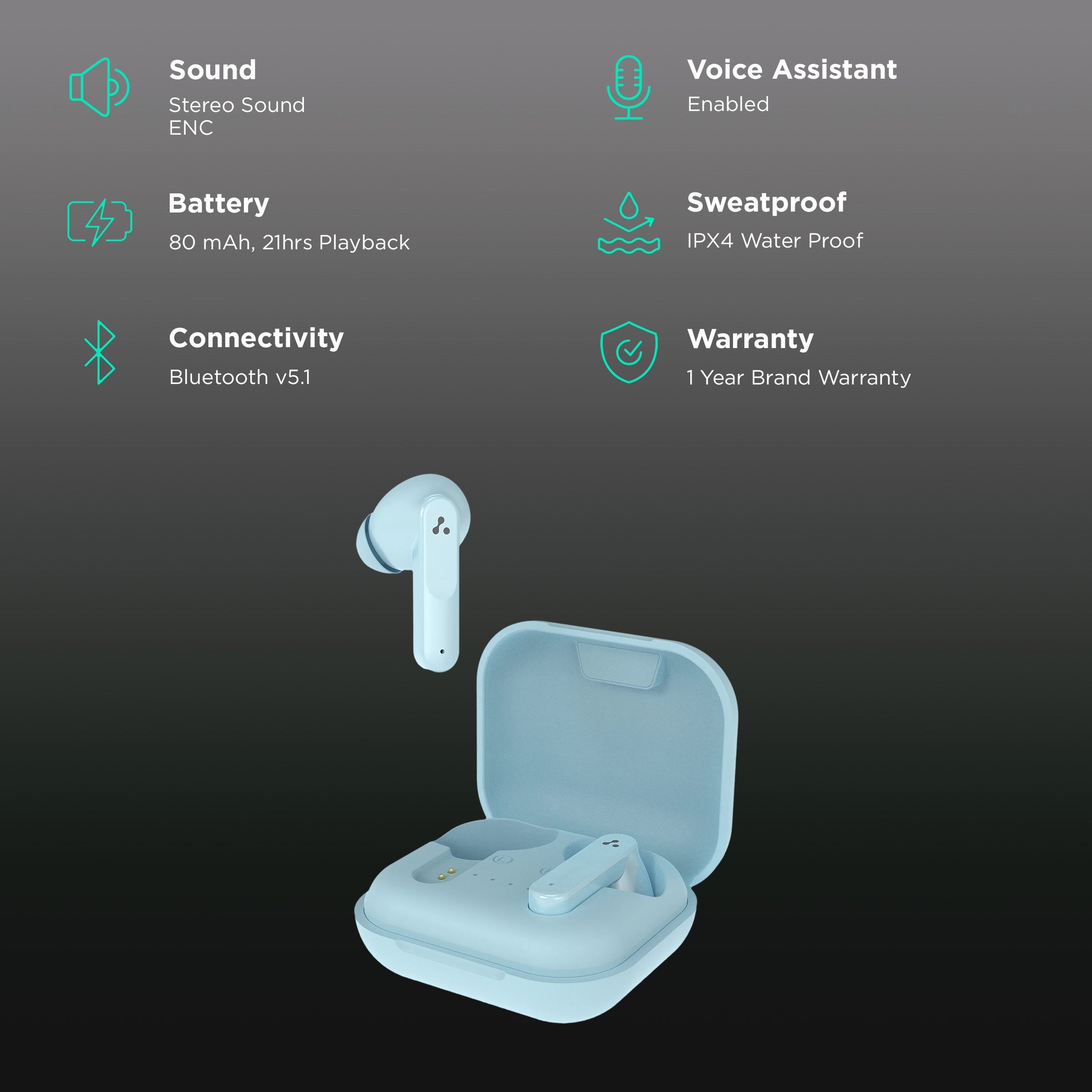 ambrane Dots Sense FGHS000079 TWS Earbuds with Environmental Noise Cancellation (IPX4 Water Proof, High Bass, Green)_2