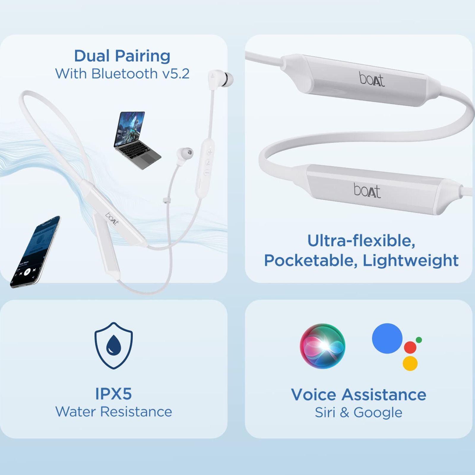 boAt Rockerz Trinity Neckband (Water Resistant, ENx Technology, Kutch White) boAt Rockerz Trinity Neckband (Water Resistant, ENx Technology, Kutch White)_5