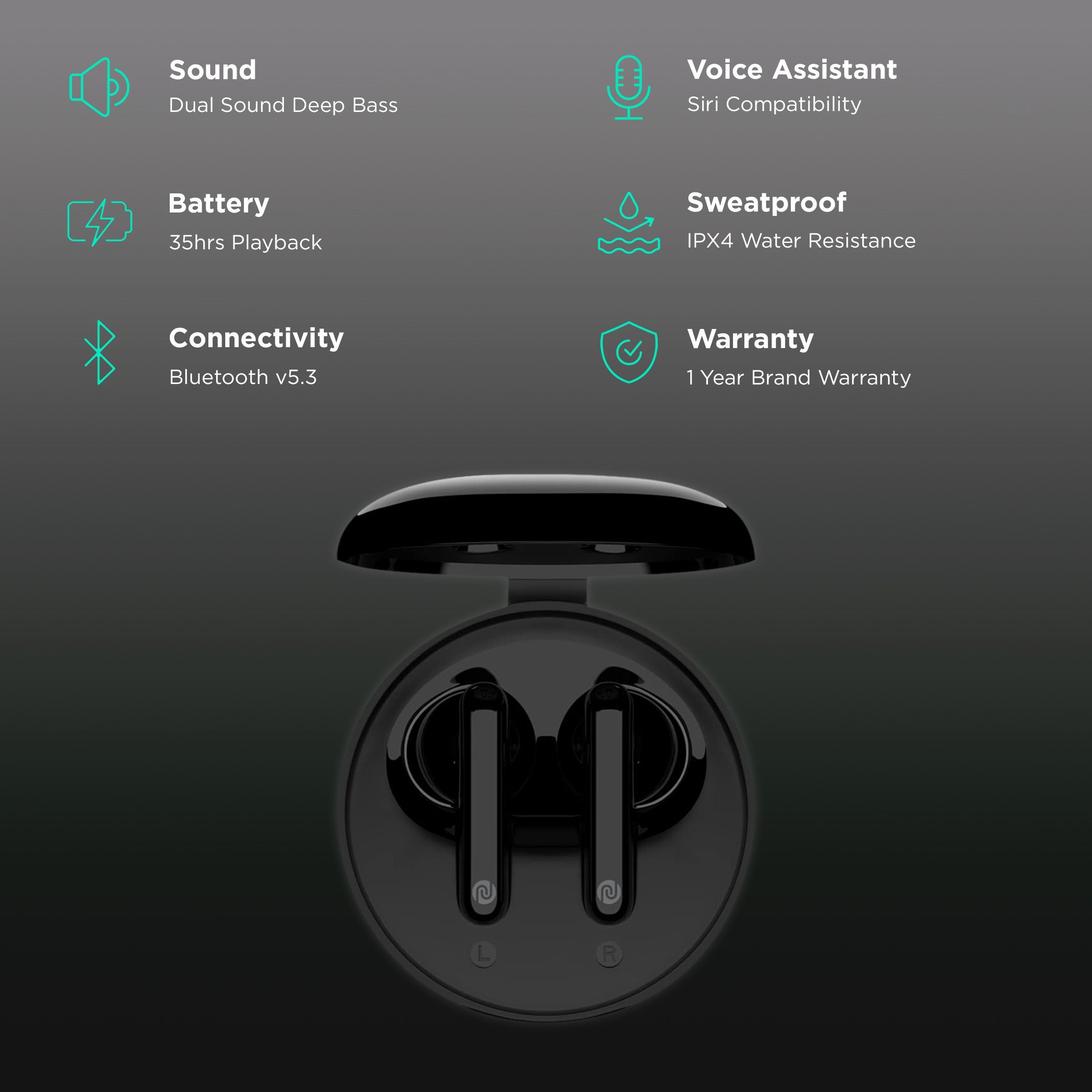 noise Buds VS304 TWS Earbuds (IPX4 Water Resistant, Instacharge, Jet Black)_2