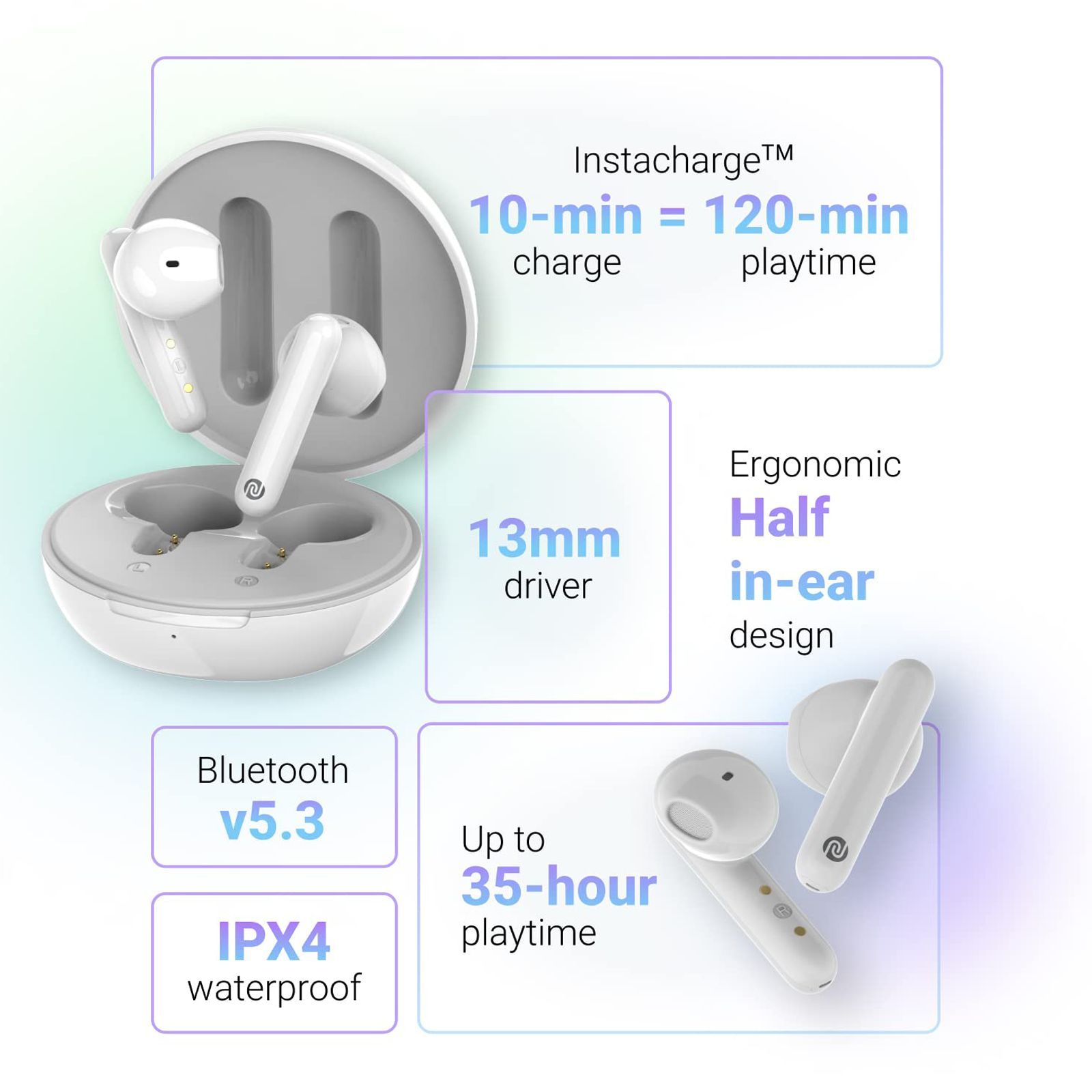 noise Buds VS304 TWS Earbuds (IPX4 Water Resistant, Instacharge, Pearl White)_10
