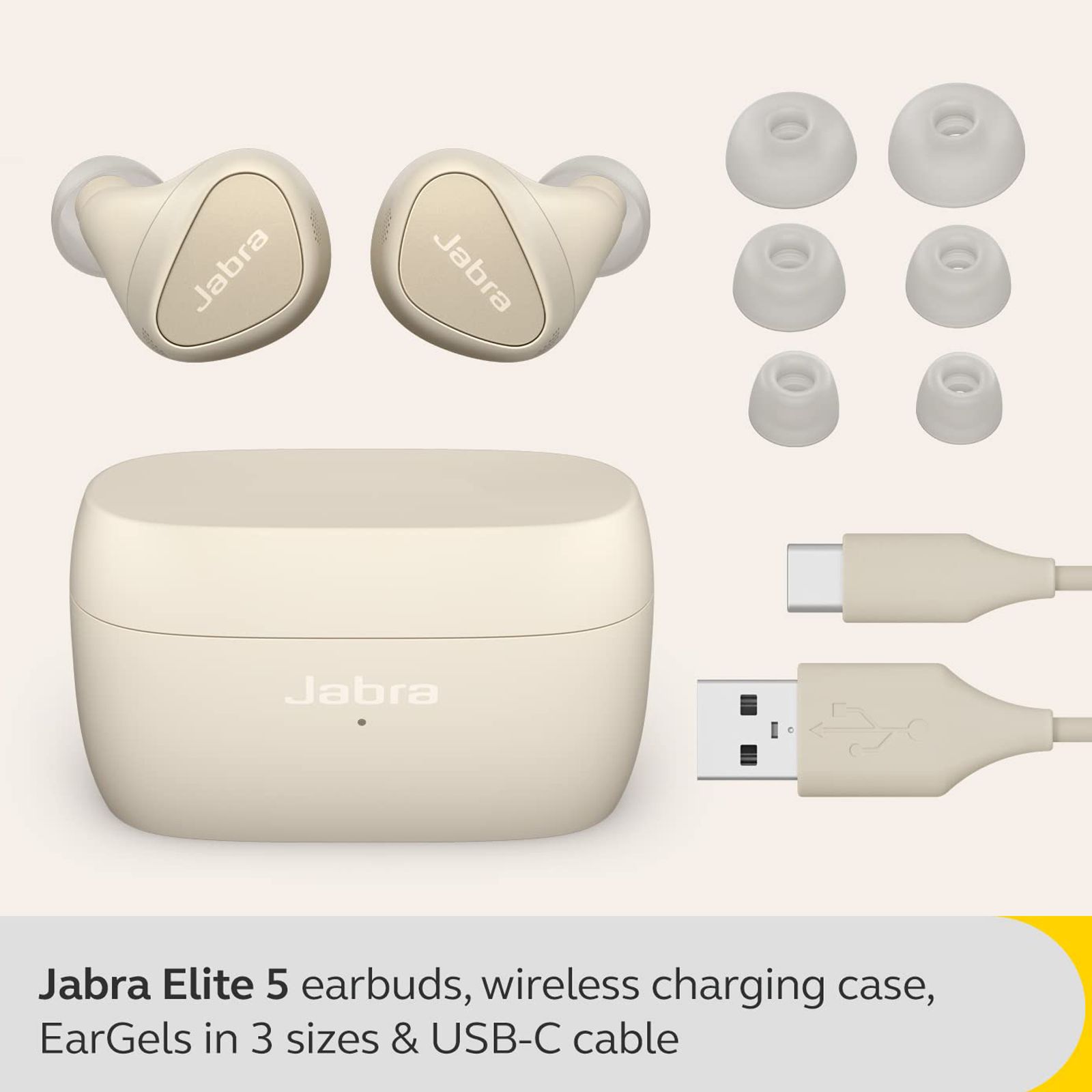 Jabra Elite 5 TWS Earbuds With Active Noise Cancellation (IP55 Water Resistant, Fast Charging Capability, Gold and Beige)_9