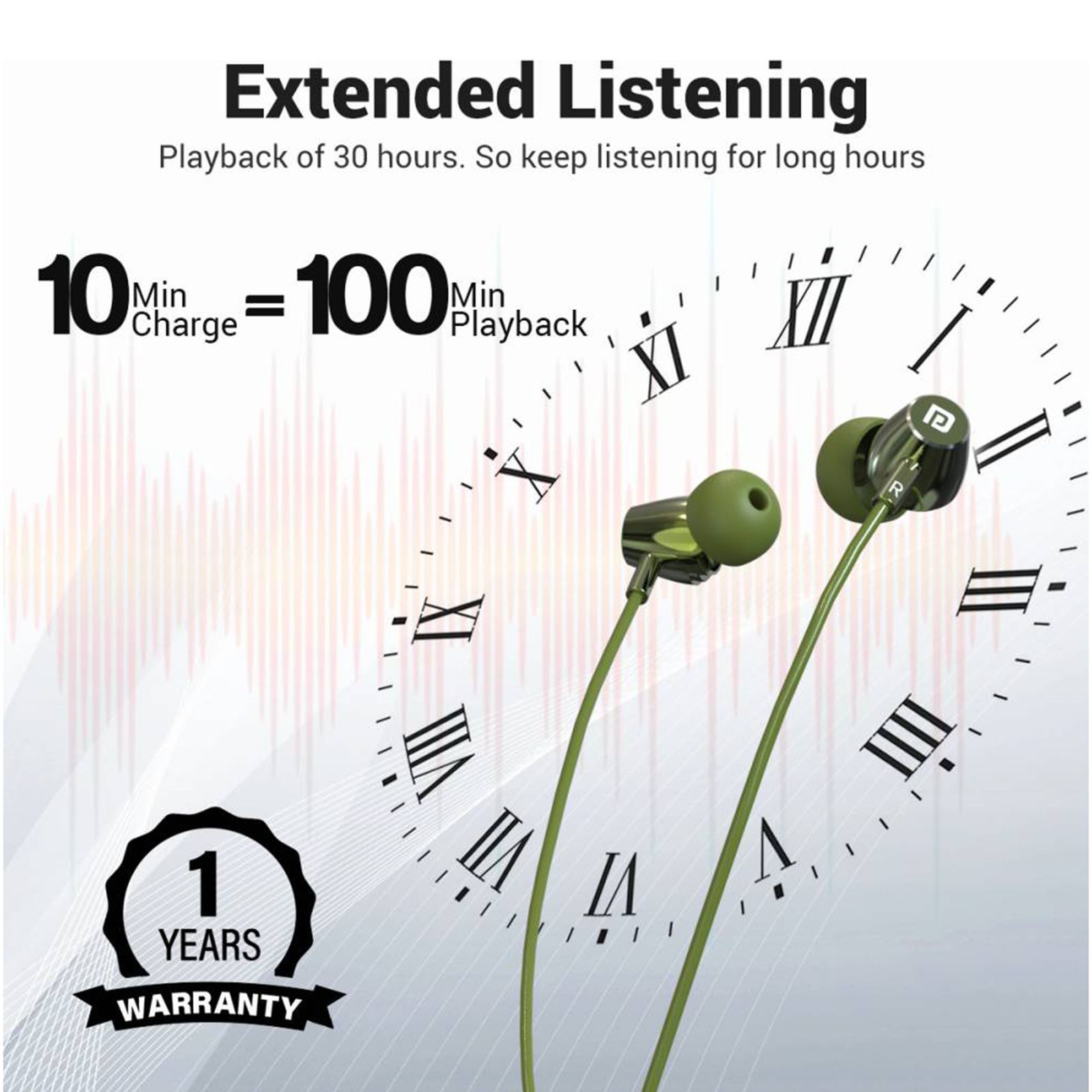 PORTRONICS Harmonics Z3 Neckband (IPX5 Water Resistant, Upto 30 Hours Playback, Green)_4