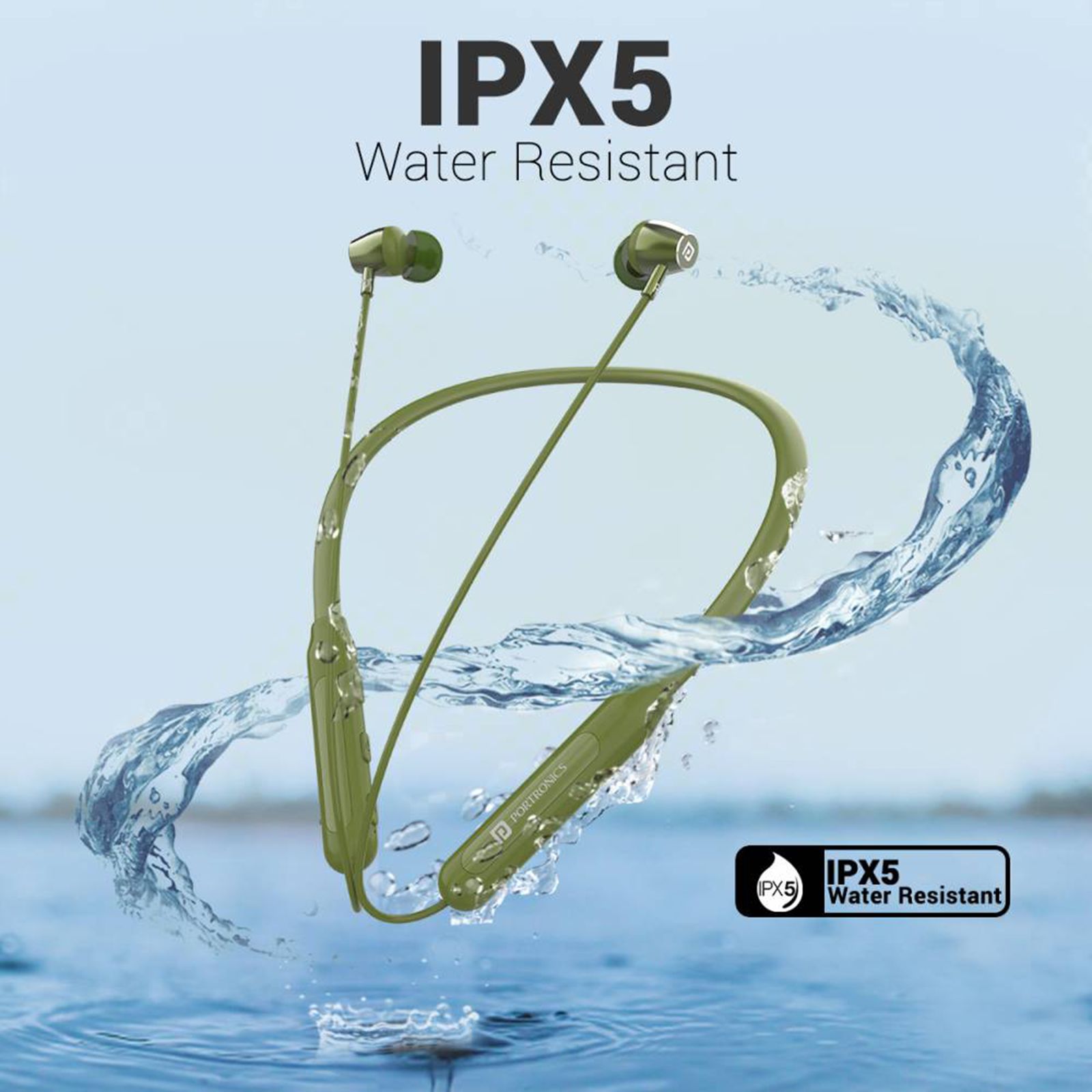 PORTRONICS Harmonics Z3 Neckband (IPX5 Water Resistant, Upto 30 Hours Playback, Green)_5