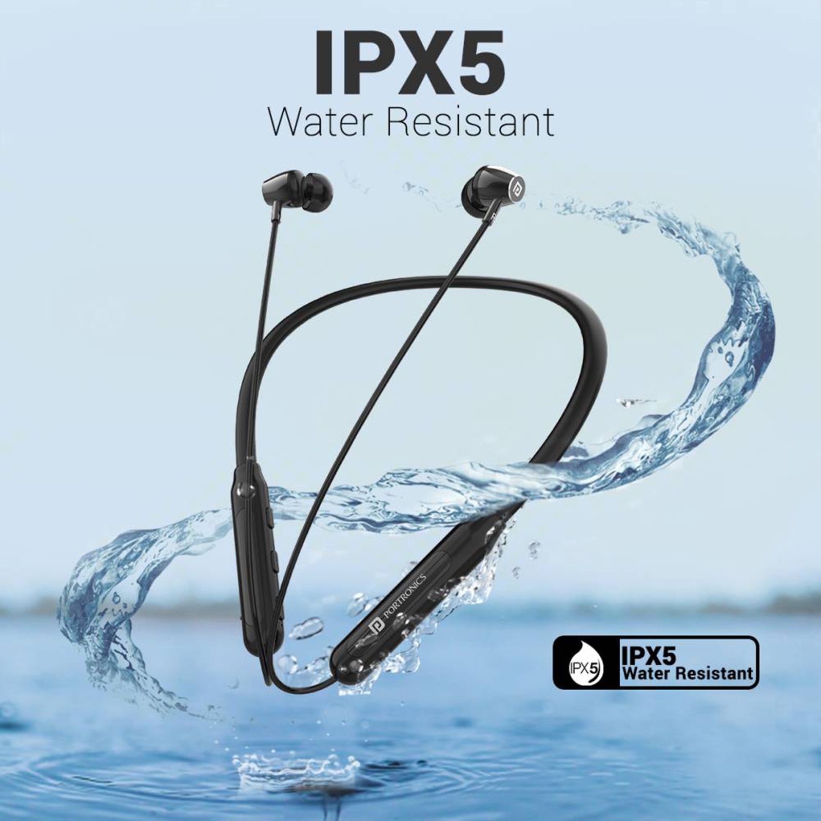 PORTRONICS Harmonics Z3 Neckband (IPX5 Water Resistant, Upto 30 Hours Playback, Black) PORTRONICS Harmonics Z3 Neckband (IPX5 Water Resistant, Upto 30 Hours Playback, Black)_5