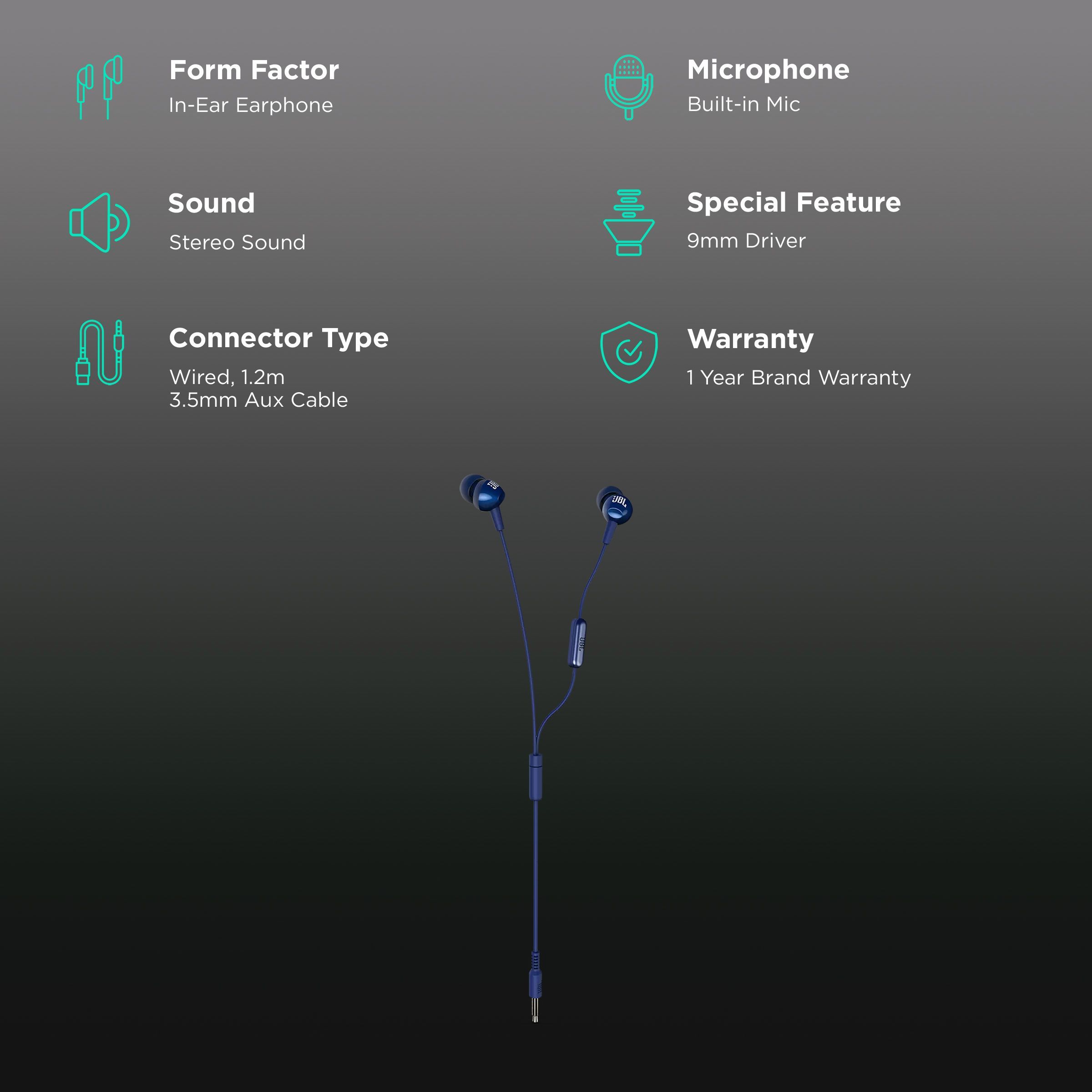 JBL C200SI Wired Earphone with Mic (In Ear, Blue)_2