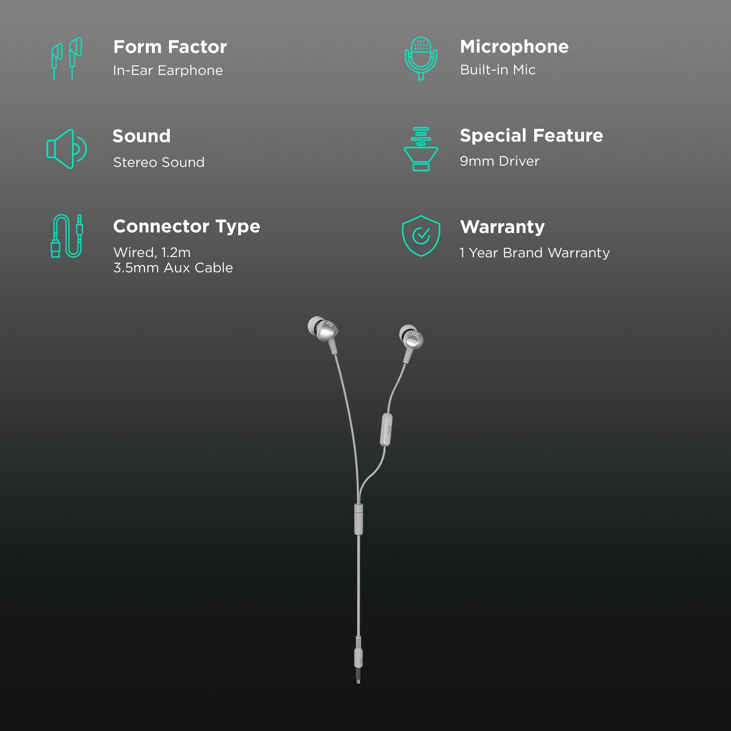 JBL C200SI Wired Earphone with Mic (In Ear, Grey)_2