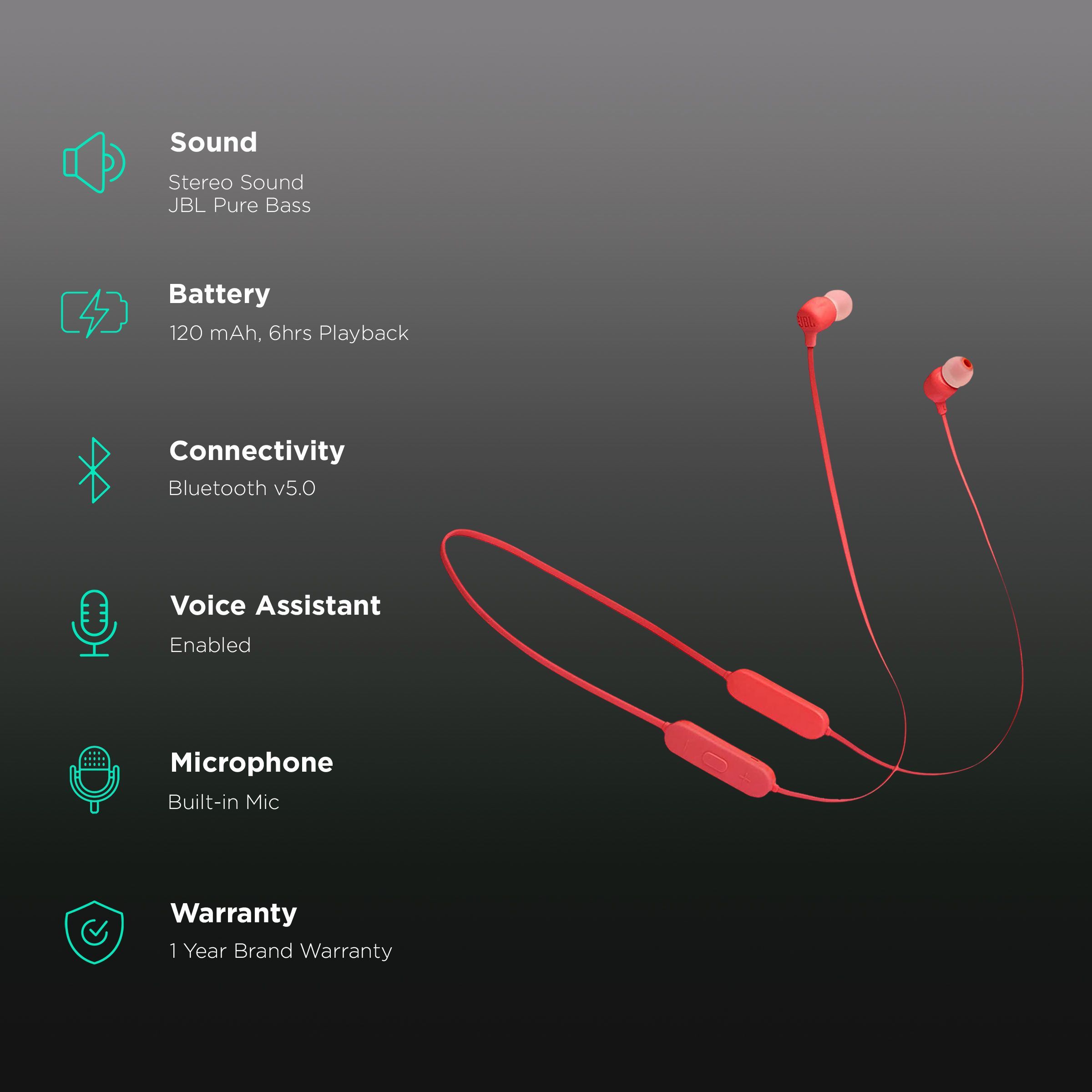 JBL Tune JBLT125BTCOR Neckband (Fast Charging Capability, Coral)_2