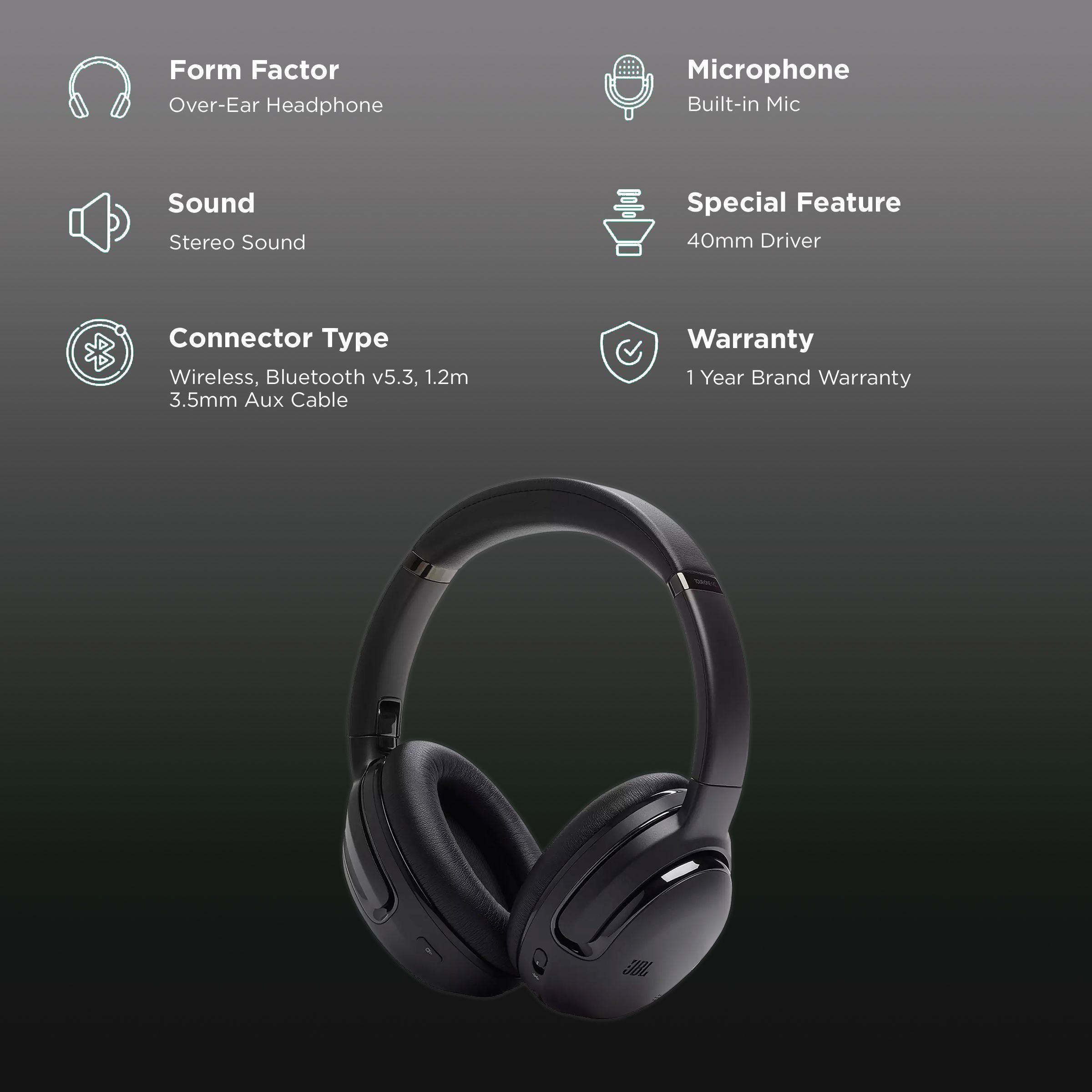 JBL Tour One M2 Bluetooth Headphone with Mic (Upto 50 Hours Playback, Over Ear, Black) JBL Tour One M2 Bluetooth Headphone with Mic (Upto 50 Hours Playback, Over Ear, Black)_2