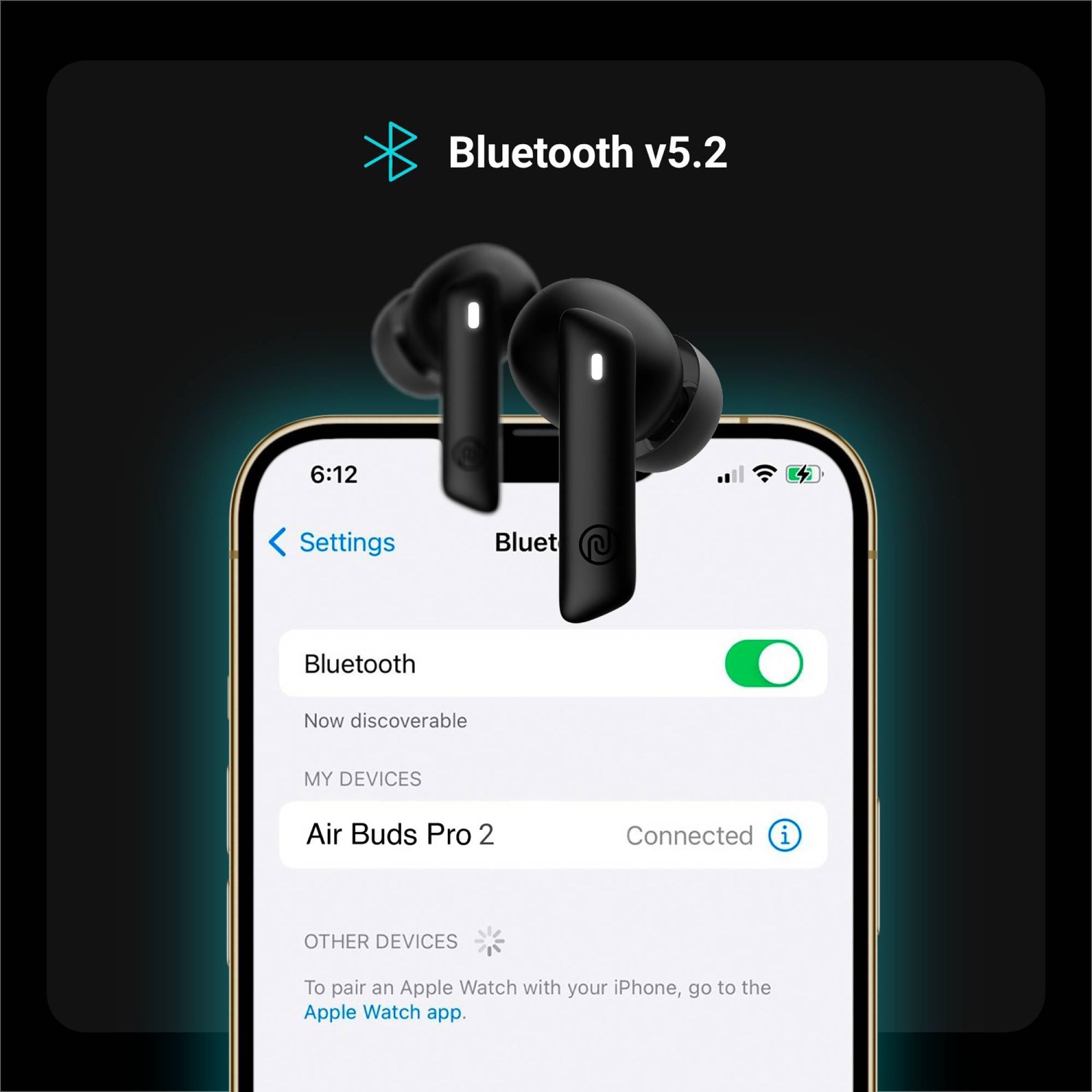 noise Air Buds Pro 2 TWS Earbuds with Active Noise Cancellation (IPX5 Water Resistant, Upto 25 Hours Playback, Charcoal Black)_7