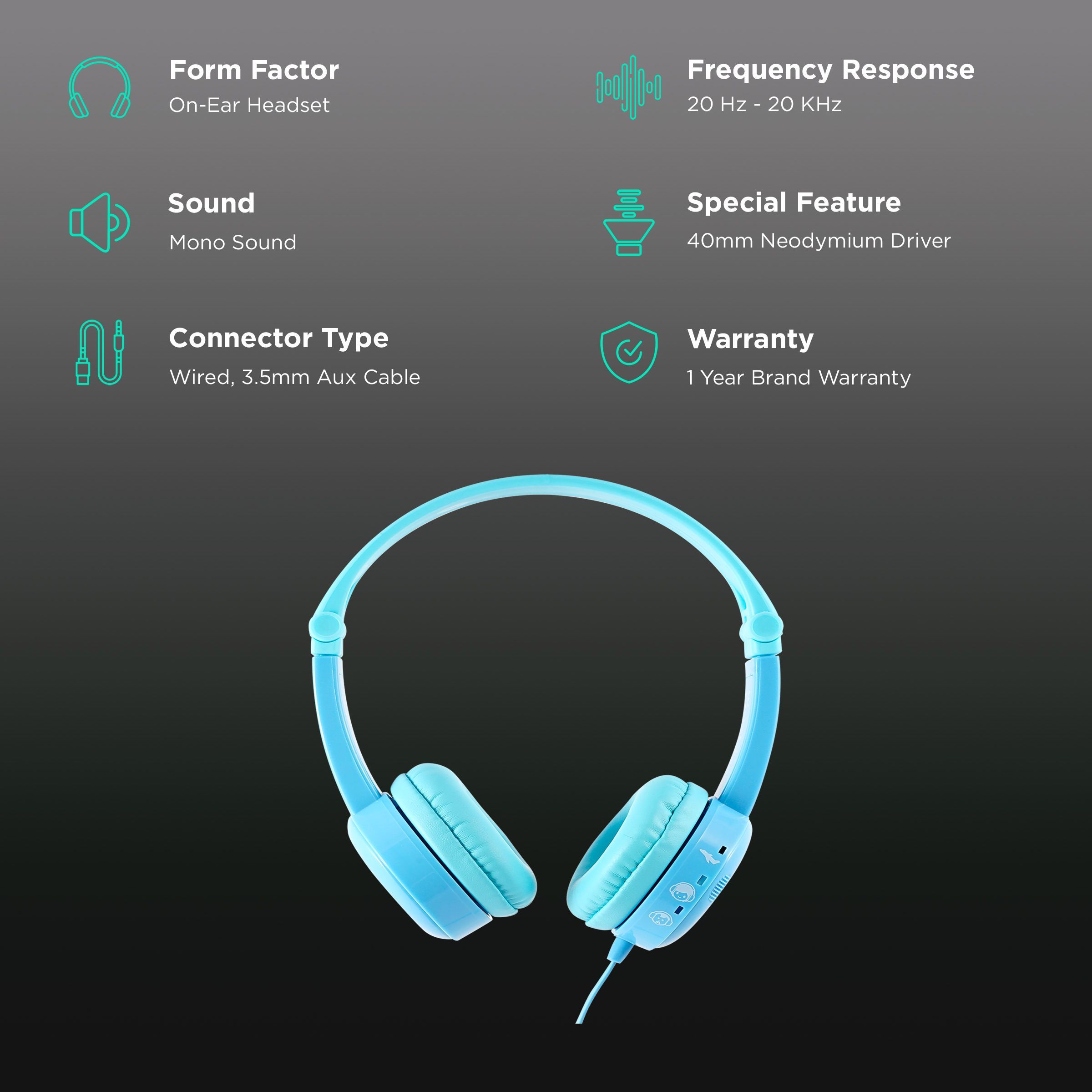 onanoff Buddyphones BP-TRAVEL-BLUE Wired Headphone with Mic (On Ear, Blue)_2