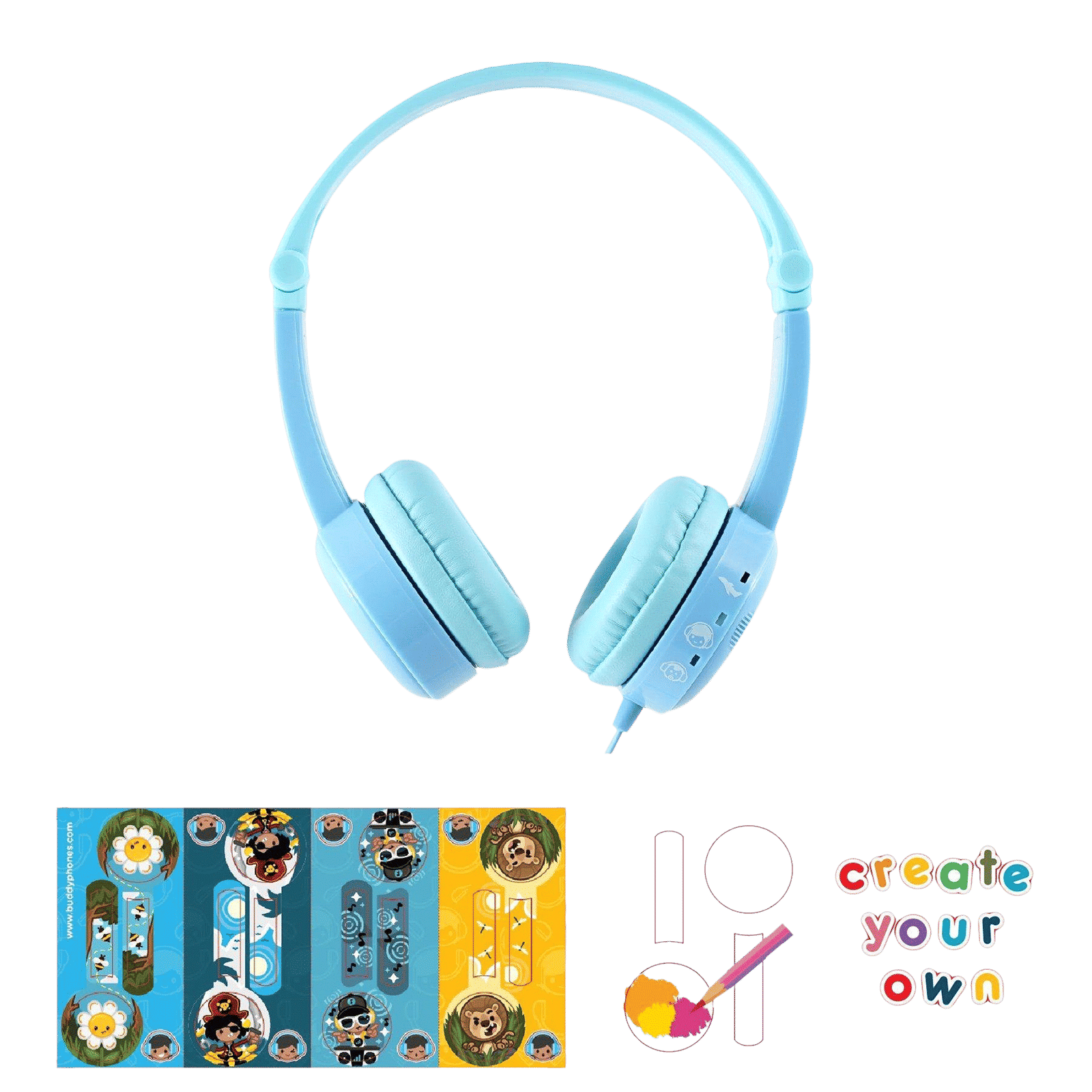 onanoff Buddyphones BP-TRAVEL-BLUE Wired Headphone with Mic (On Ear, Blue)_5
