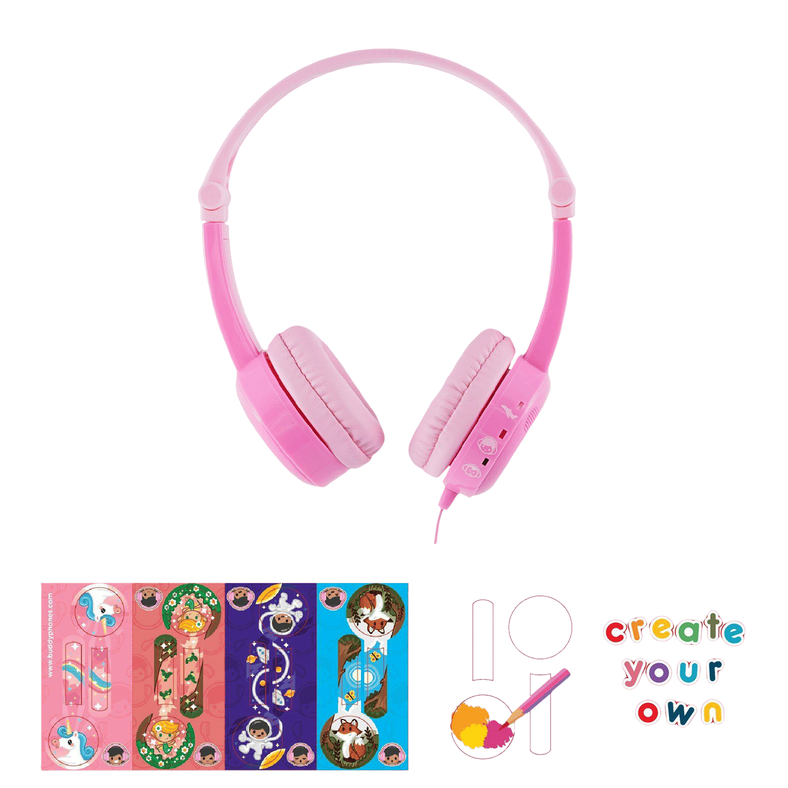 onanoff Buddyphones BP-TRAVEL-PINK Wired Headphone with Mic (On Ear, Pink)_5