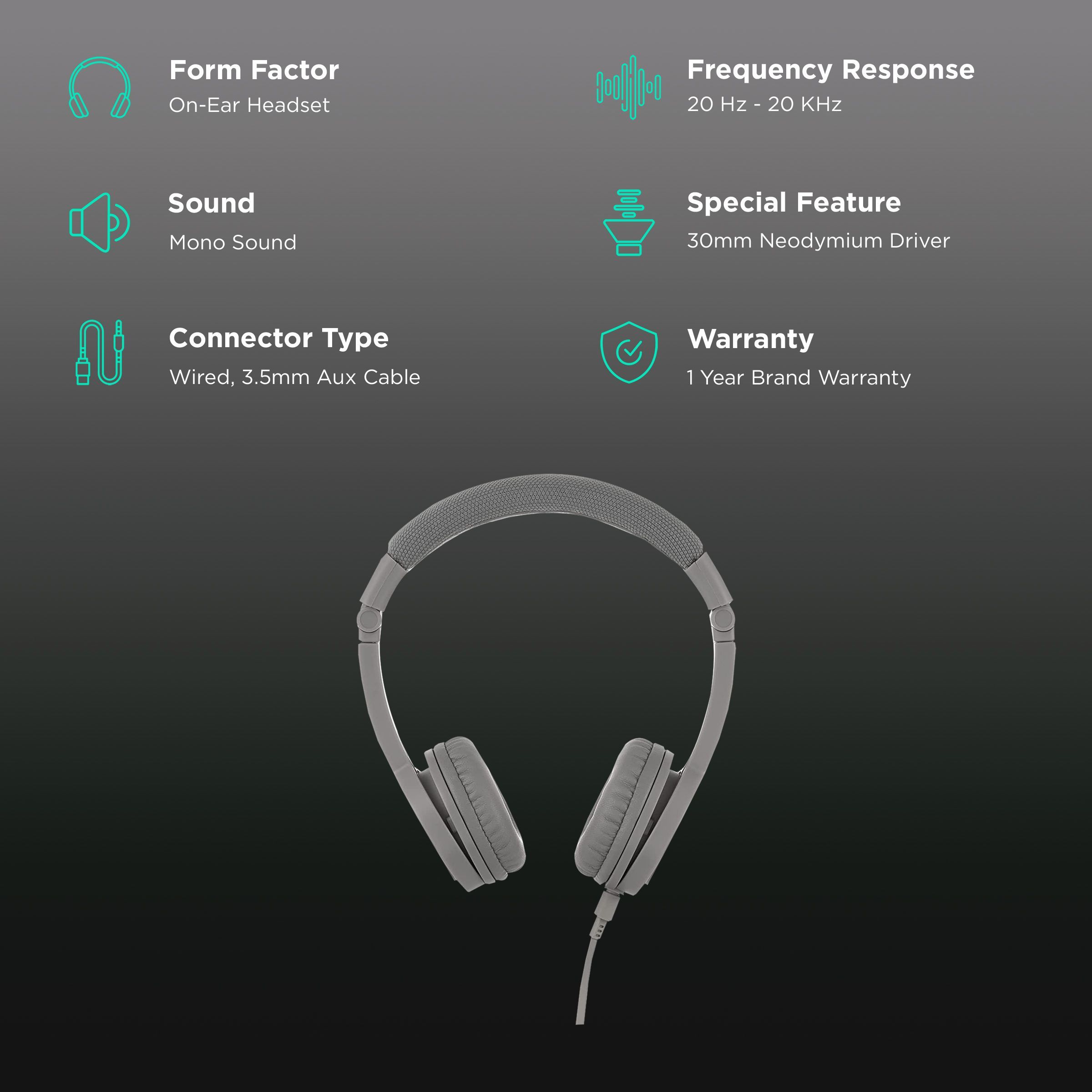 onanoff Buddyphones Explore BP-EXPLOREP-GREY Wired Headphone with Mic (On Ear, Grey) onanoff Buddyphones Explore BP-EXPLOREP-GREY Wired Headphone with Mic (On Ear, Grey)_2