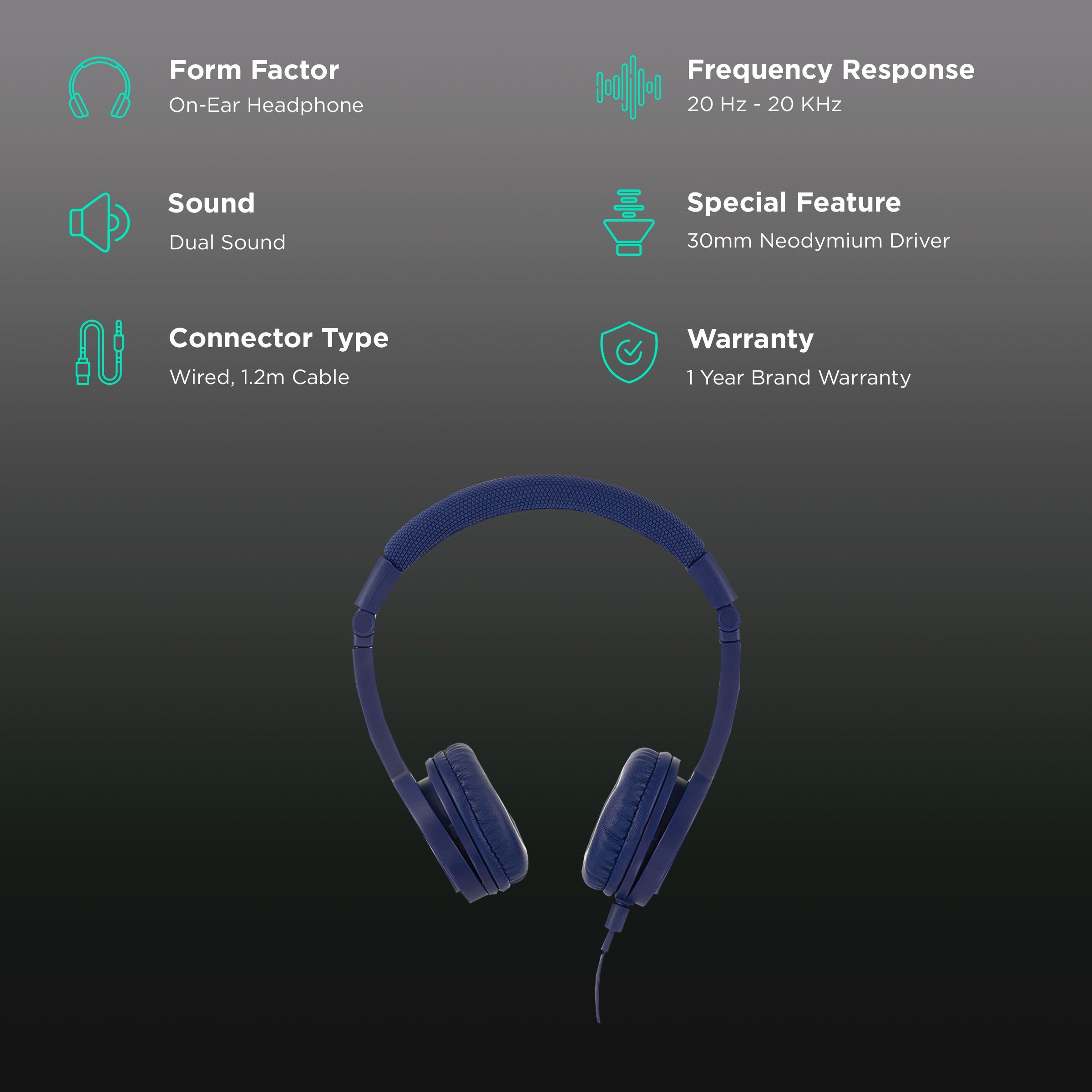 onanoff BuddyPhones Explore+ Wired Headphone with Mic (On Ear, Deep Blue) onanoff BuddyPhones Explore+ Wired Headphone with Mic (On Ear, Deep Blue)_2