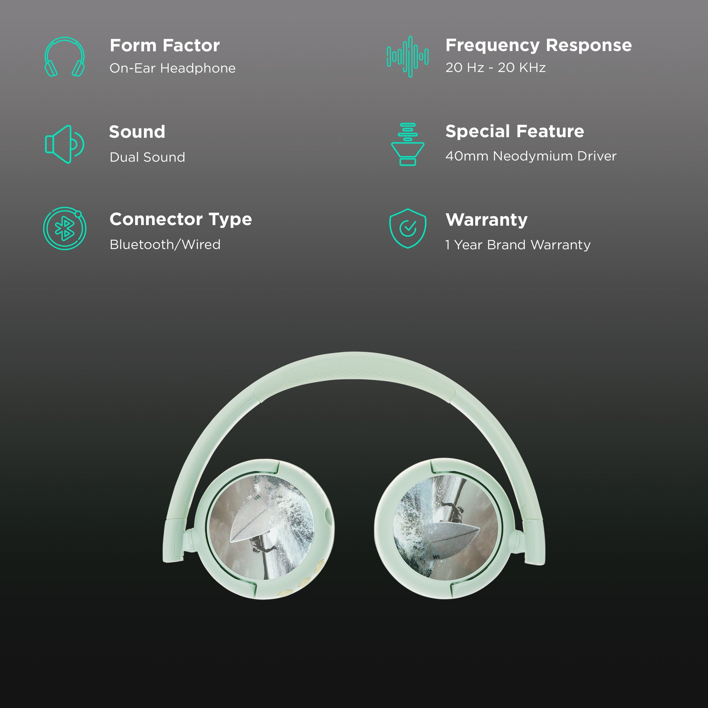 onanoff BuddyPhones Pop Fun Wired Headphone with Mic (On Ear, Green)_2