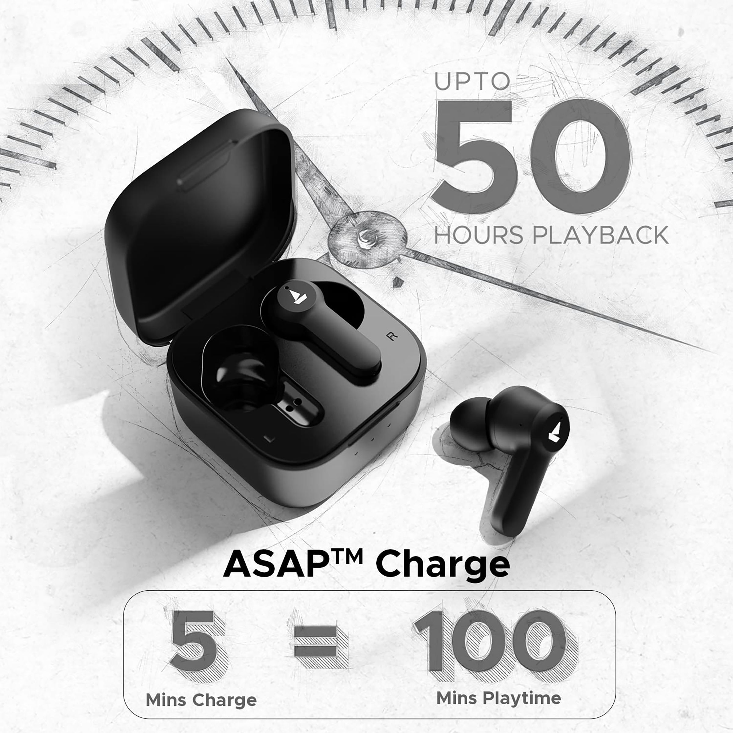 boAt Airdopes Fuel TWS Earbuds with Environmental Noise Cancellation (IPX4 Splash & Sweat Resistant, ASAP Charge, Classic Black)_2